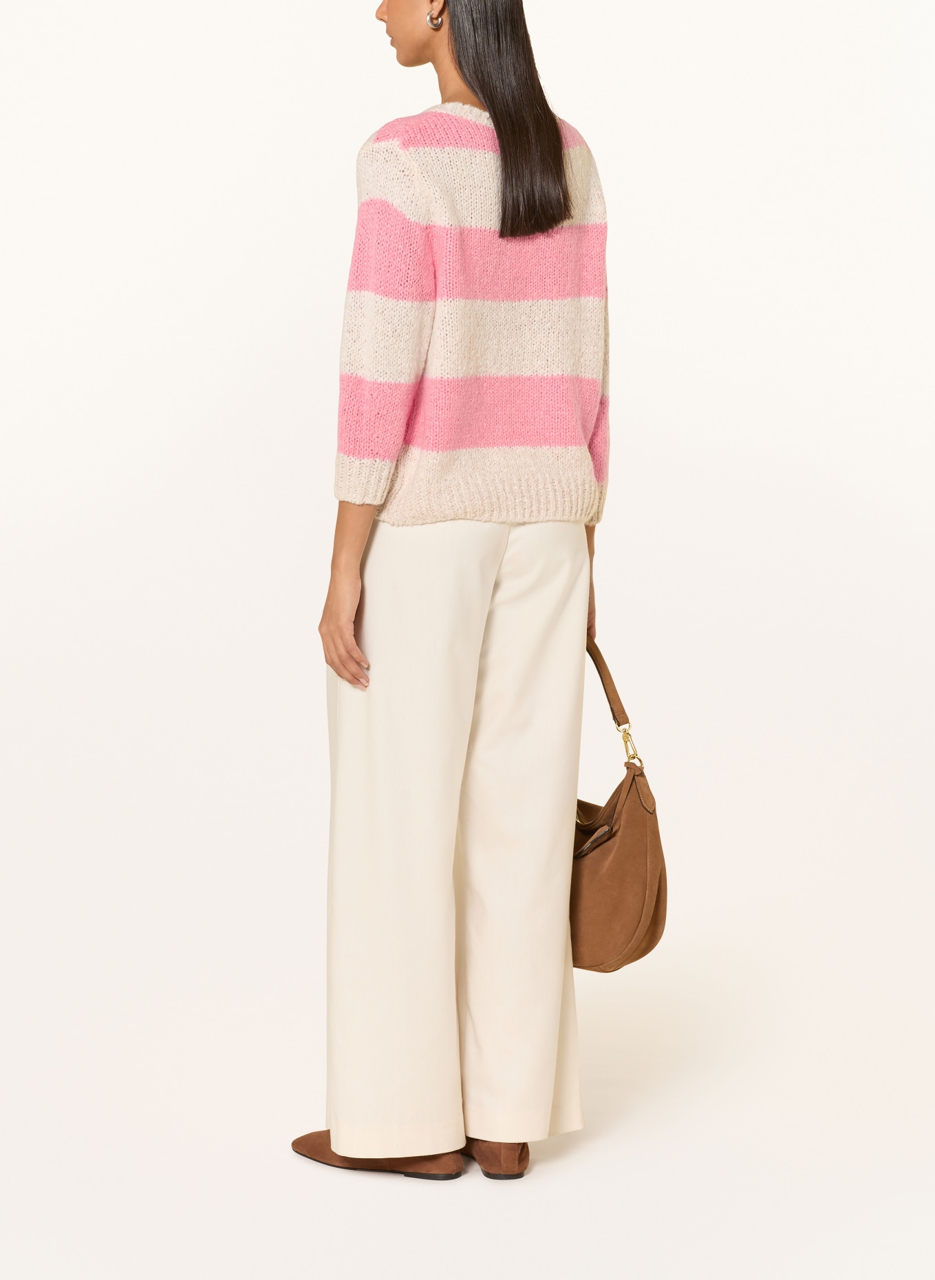 oui Pullover mit 3/4-Arm: ROSA / ECRU