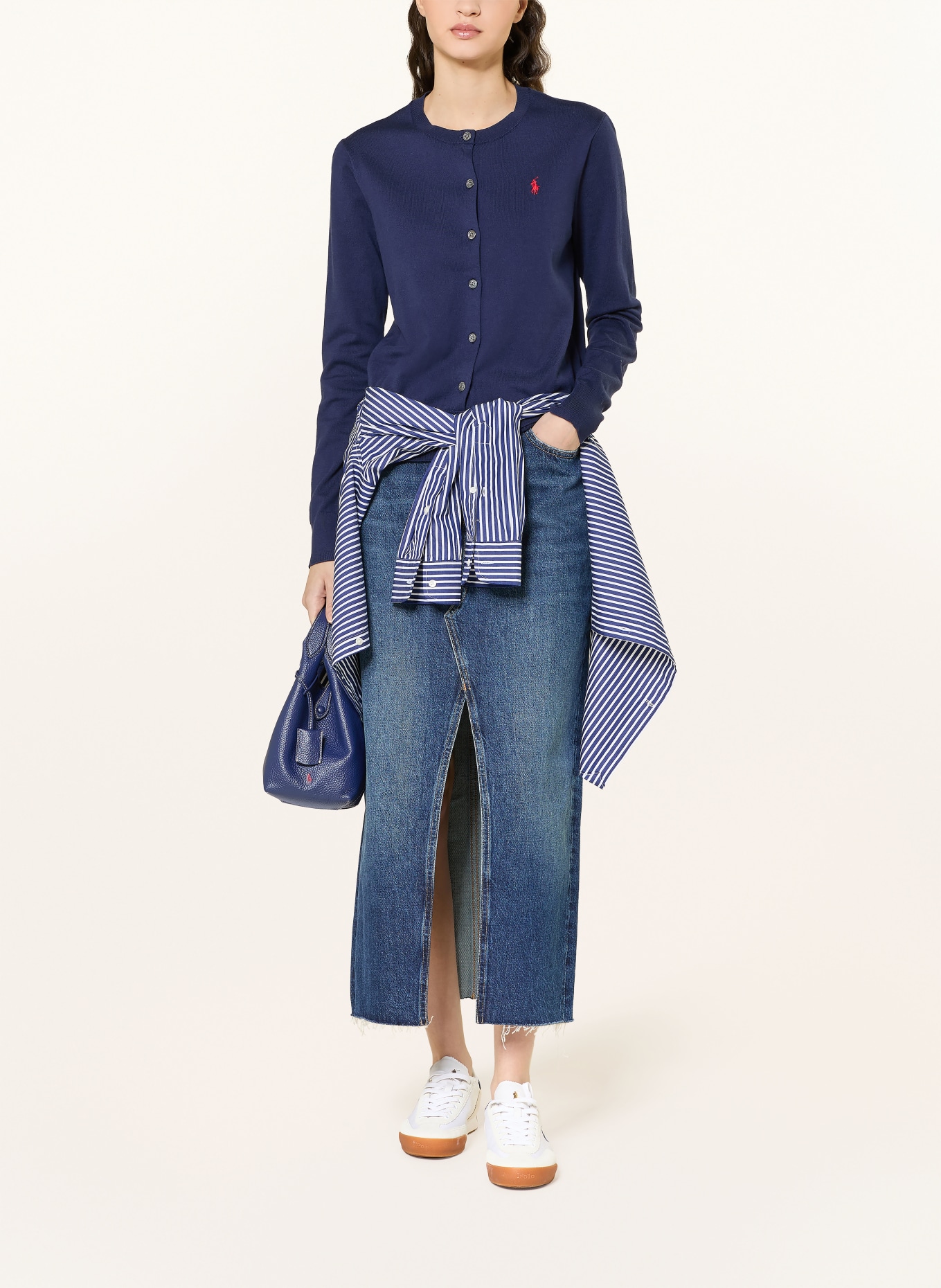 POLO RALPH LAUREN Pletený kardigan: TMAVĚ MODRÁ