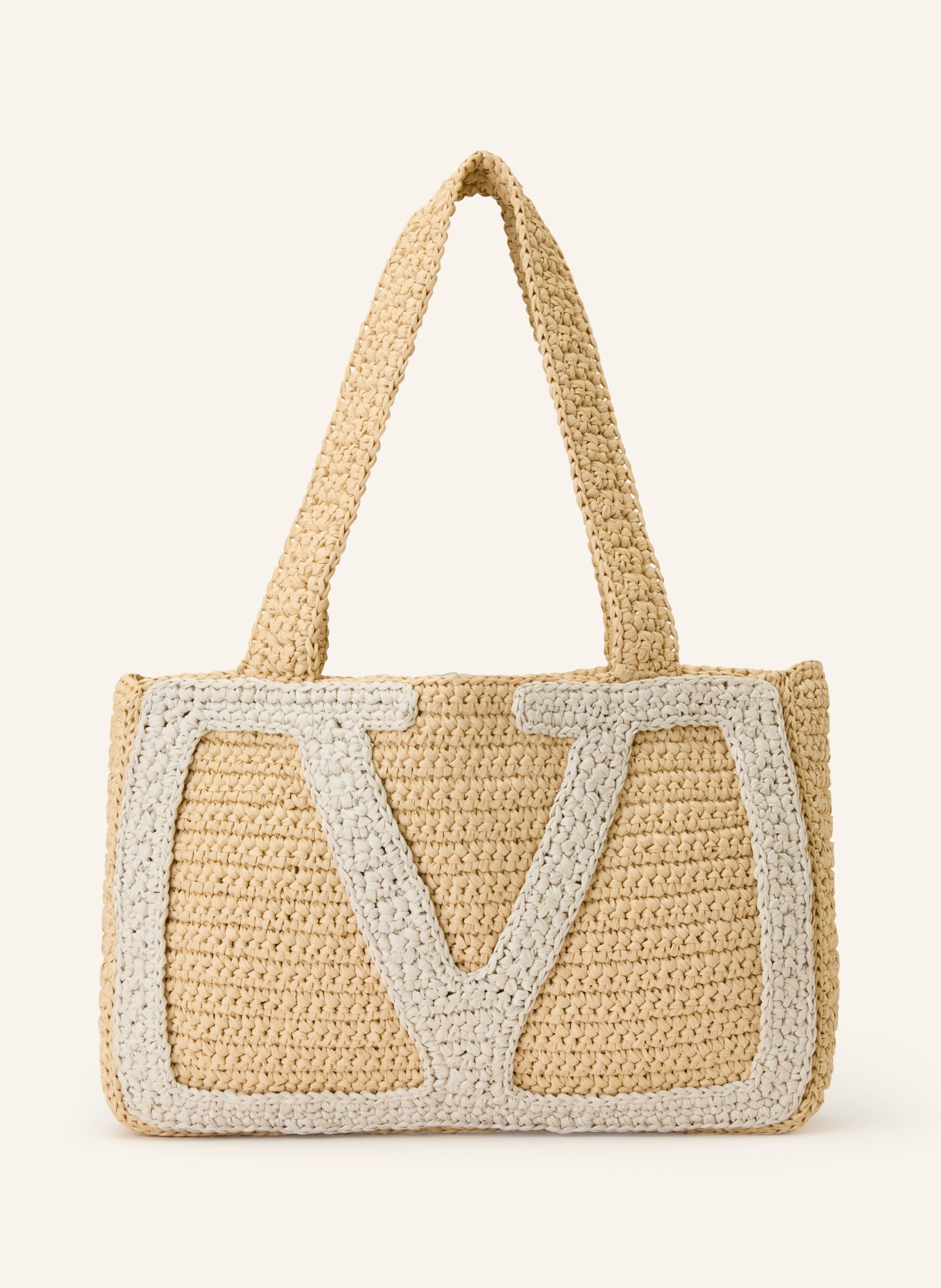 VALENTINO GARAVANI Torba shopper VIVA SUPERSTAR CROCHET MEDIUM: BEŻOWY / ECRU
