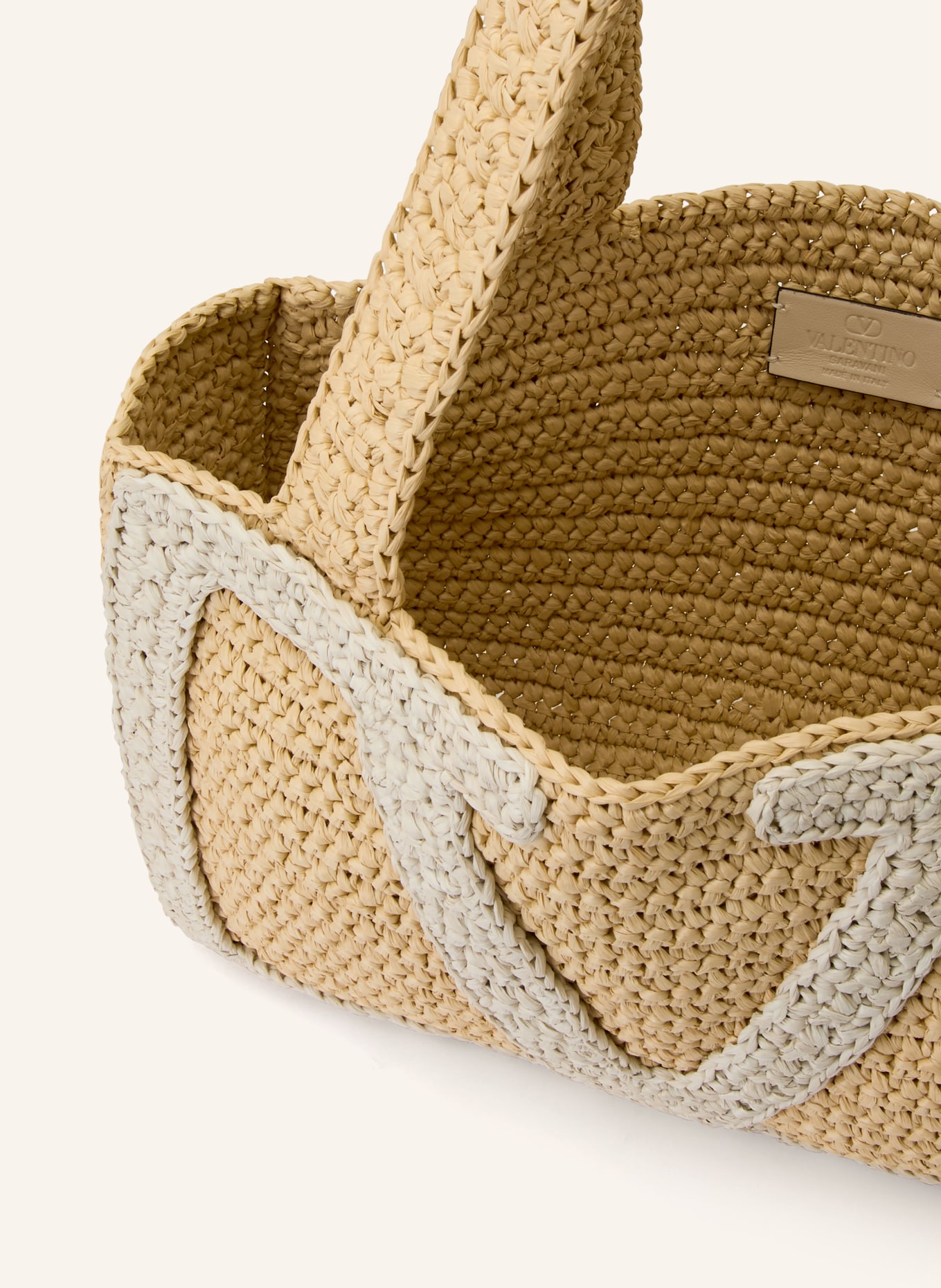 VALENTINO GARAVANI Torba shopper VIVA SUPERSTAR CROCHET MEDIUM: BEŻOWY / ECRU