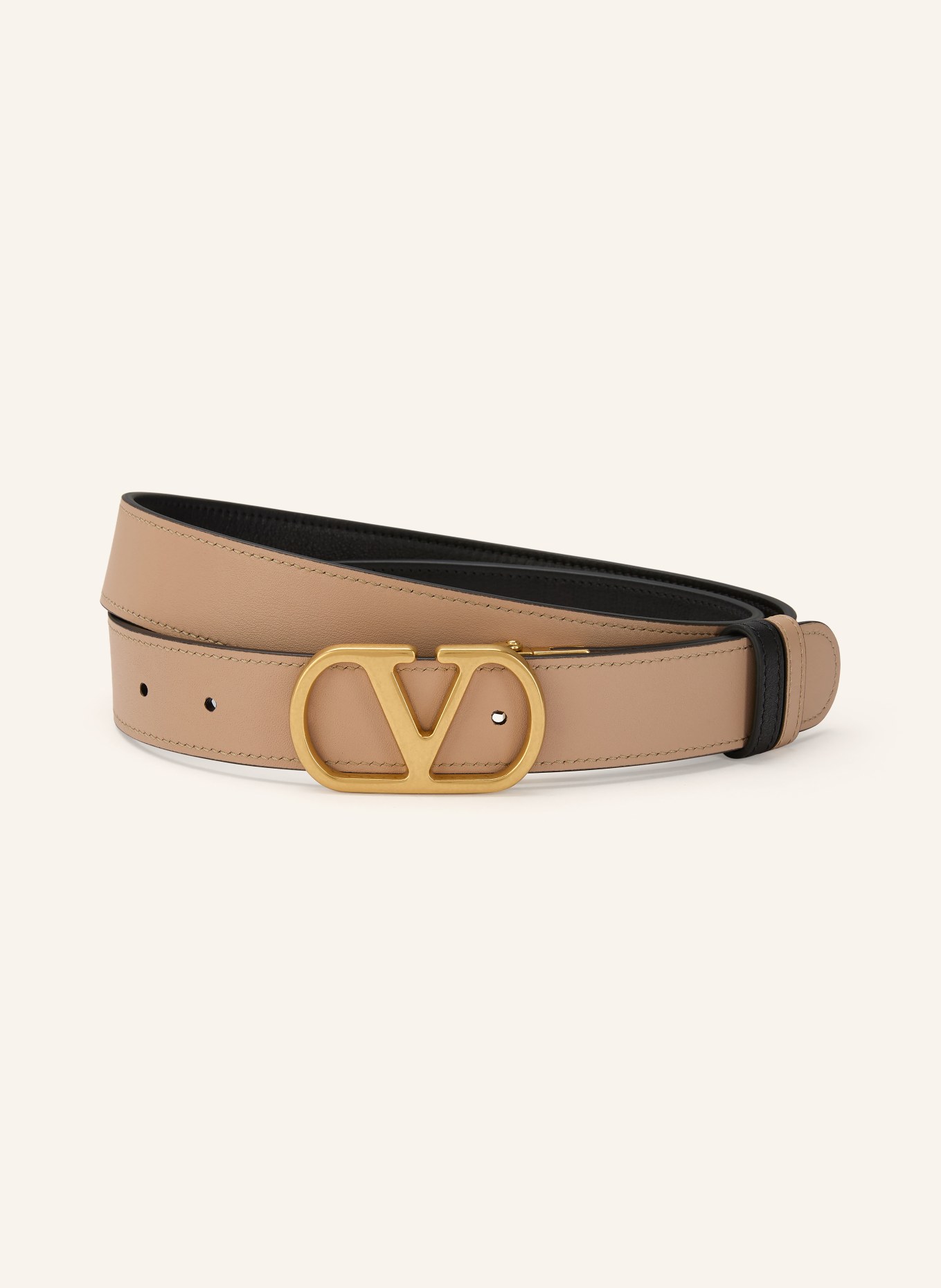 VALENTINO GARAVANI Ledergürtel zum Wenden: SCHWARZ / BEIGE