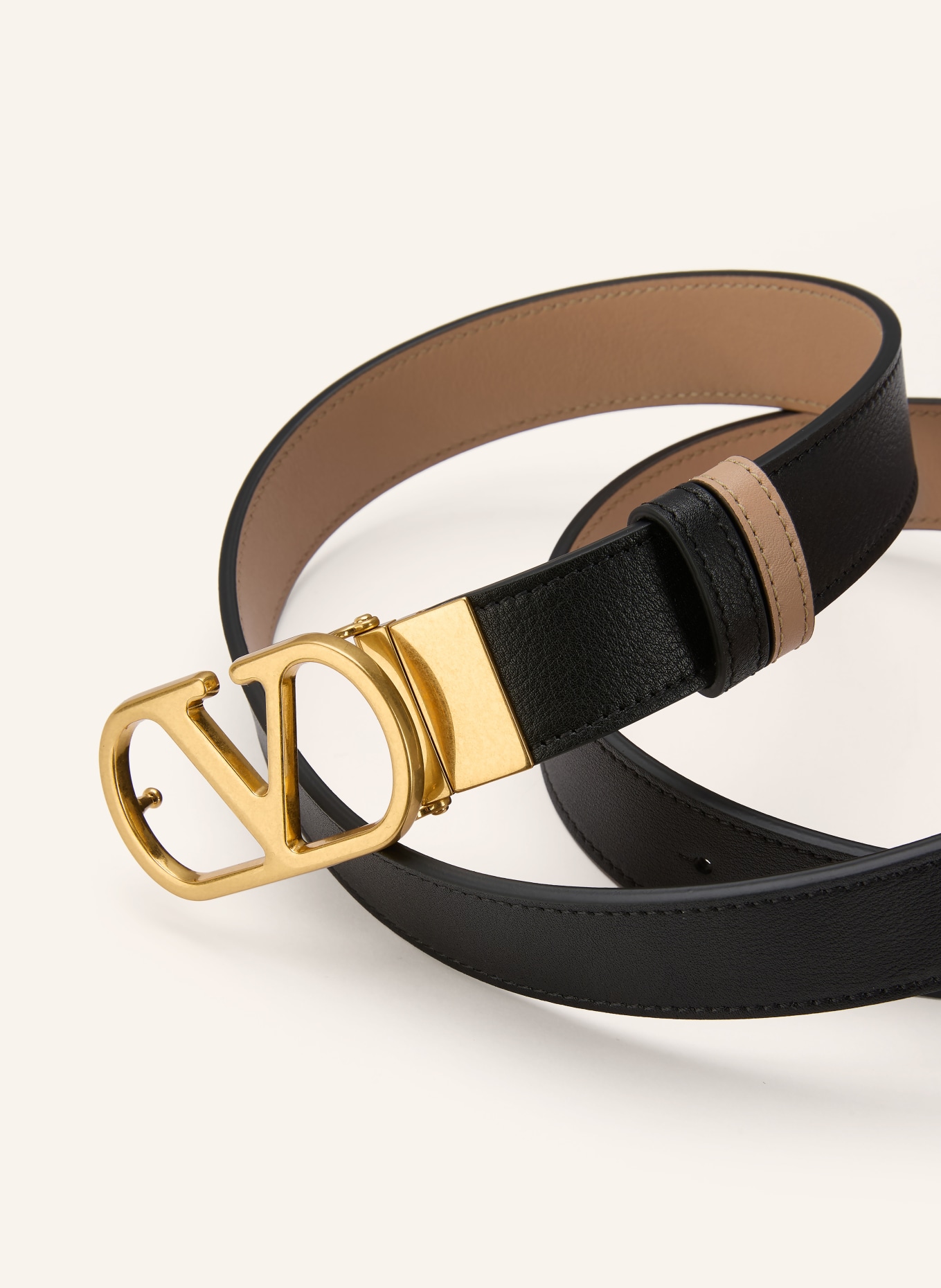 VALENTINO GARAVANI Ledergürtel zum Wenden: SCHWARZ / BEIGE