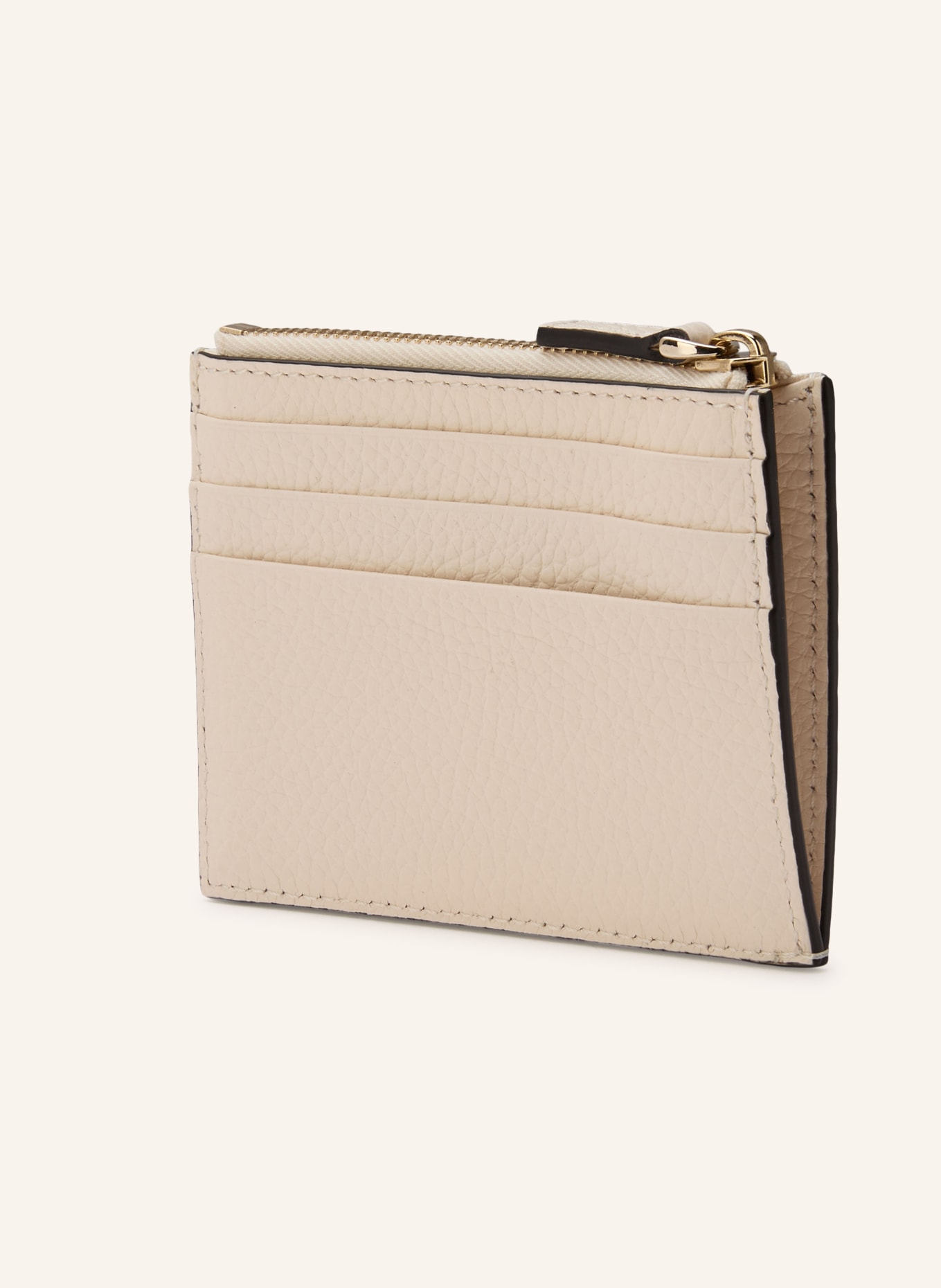 VALENTINO GARAVANI Kartenetui ROCKSTUD mit Münzfach: CREME