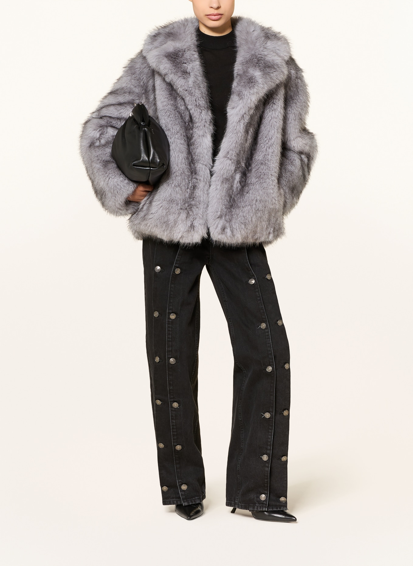 STAND STUDIO Kunstfell-Jacke VALENTINA: GRAU