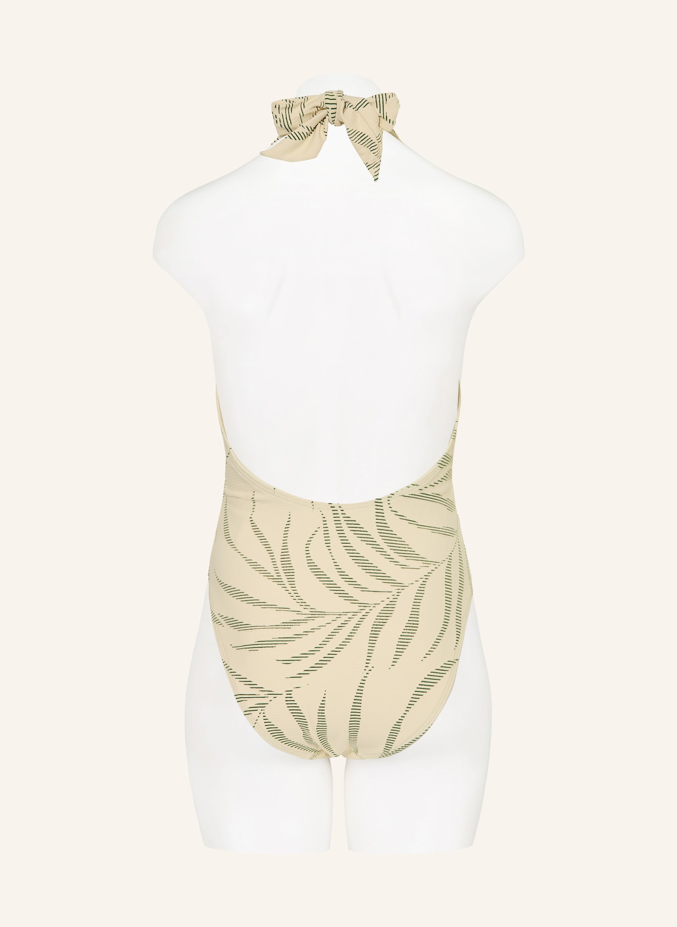 JETS Australia Strój kąpielowy z wiązaniem na szyi: KREMOWY / CIEMNOZIELONY