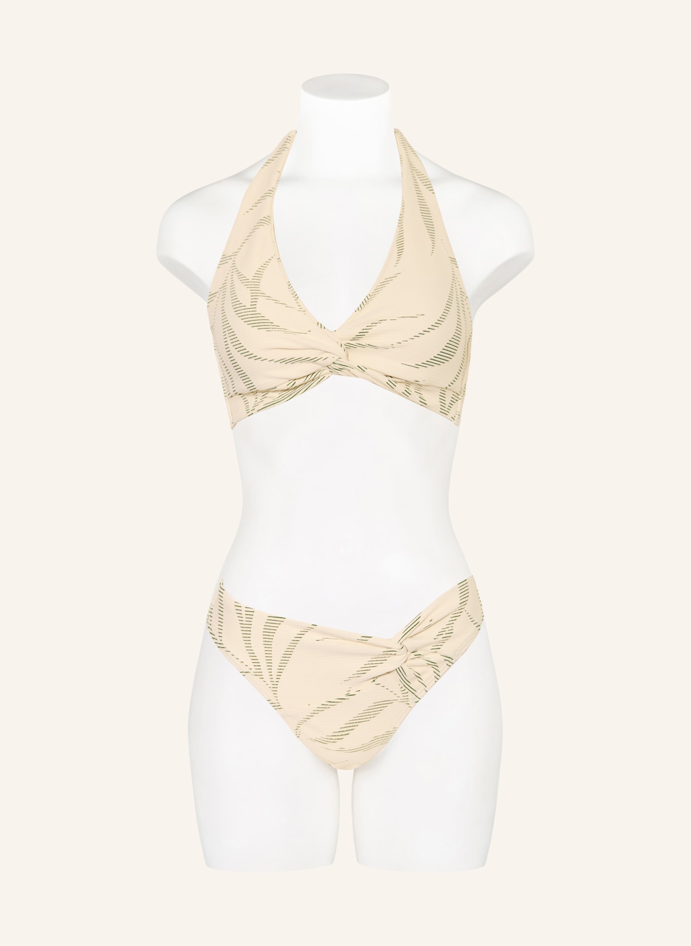 JETS Australia Neckholder-Bikini-Top BOTANIC LINES: CREME / GRÜN