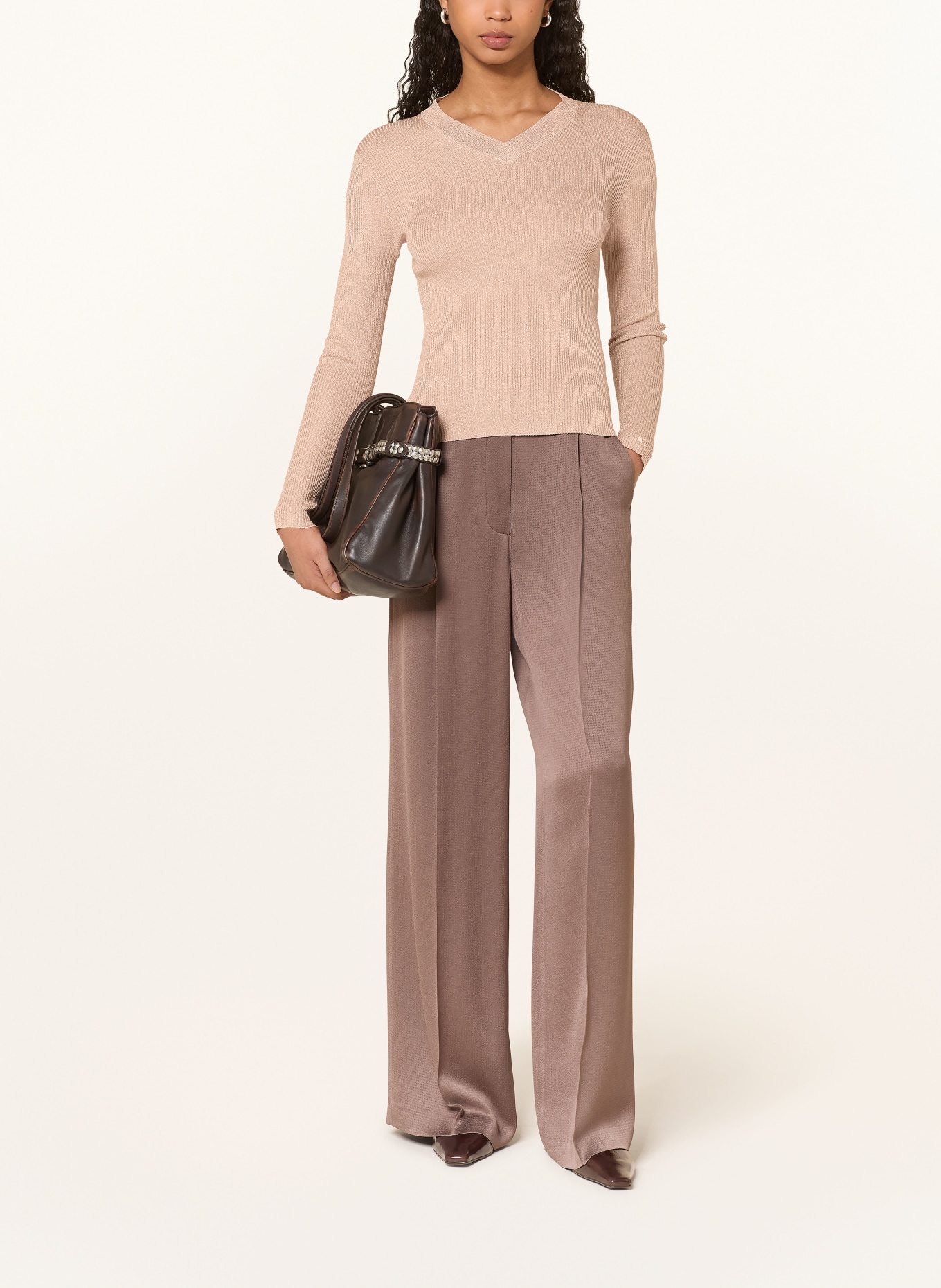 ARMANI EXCHANGE Longsleeve mit Glitzergarn: ROSÉGOLD