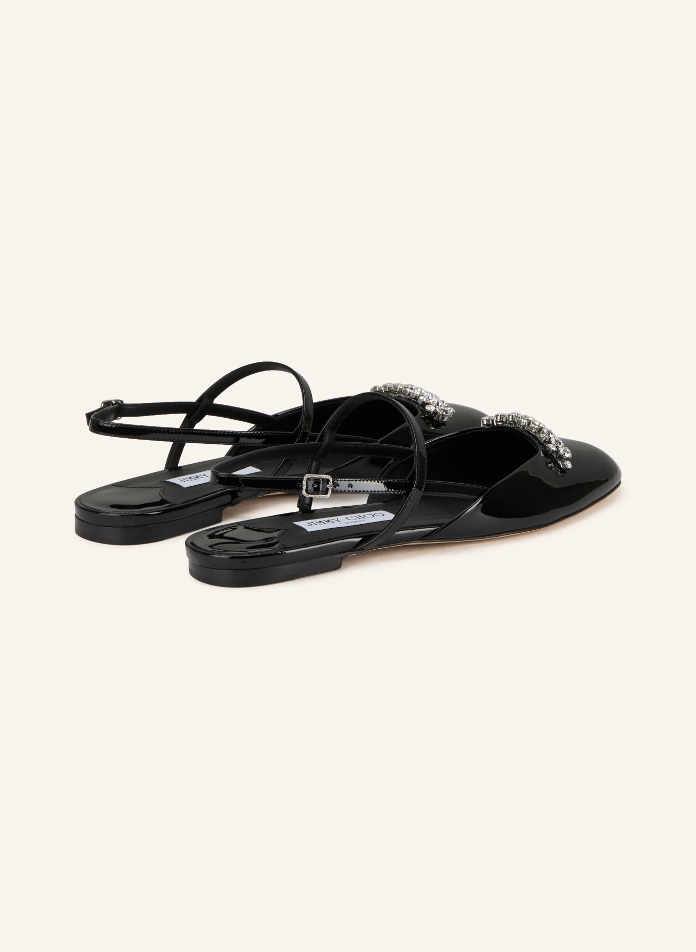 JIMMY CHOO Mary Jane ballerina flats BELINDA with gemstones: BLACK / SILVER