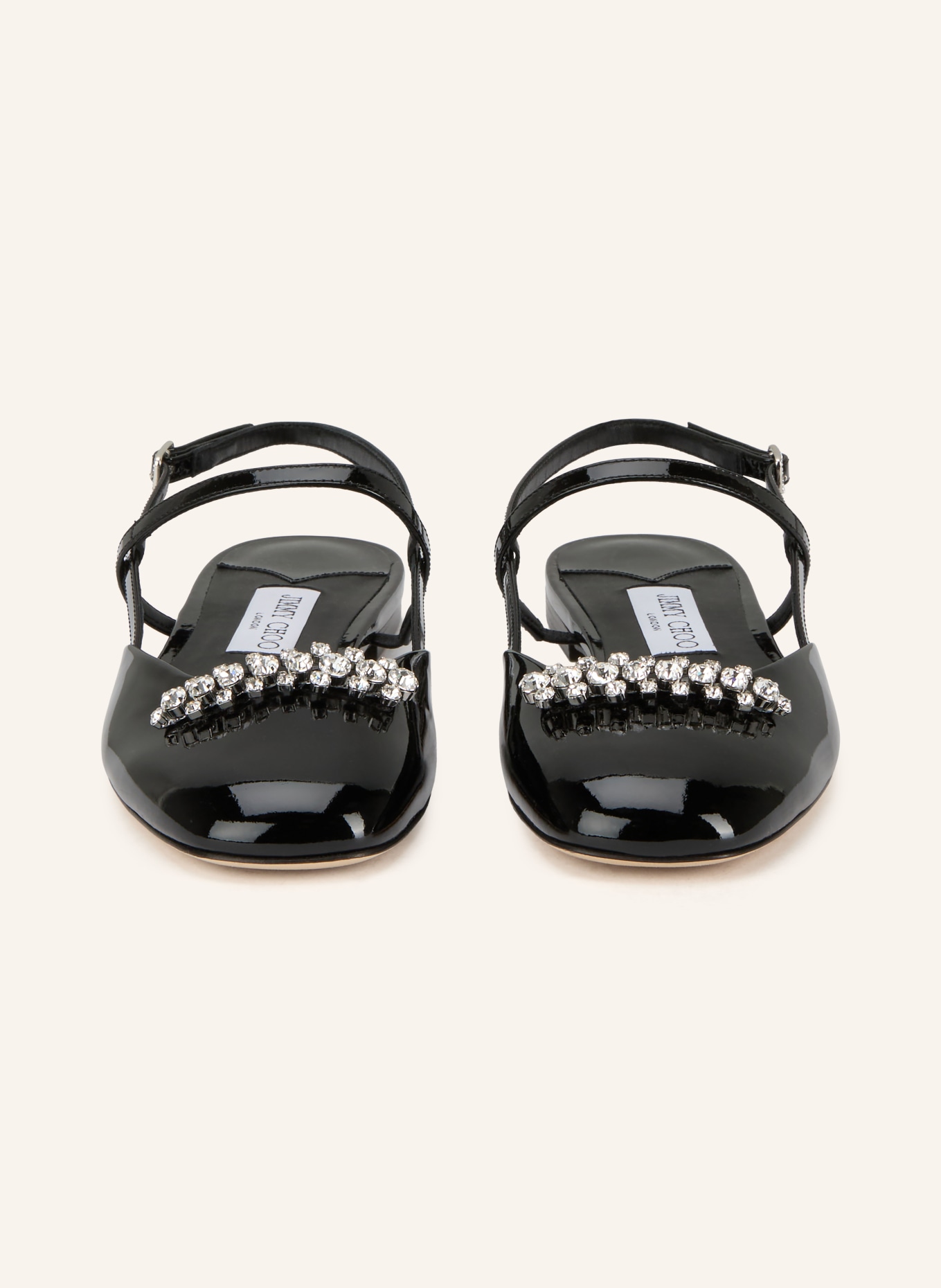 JIMMY CHOO Mary Jane ballerina flats BELINDA with gemstones: BLACK / SILVER