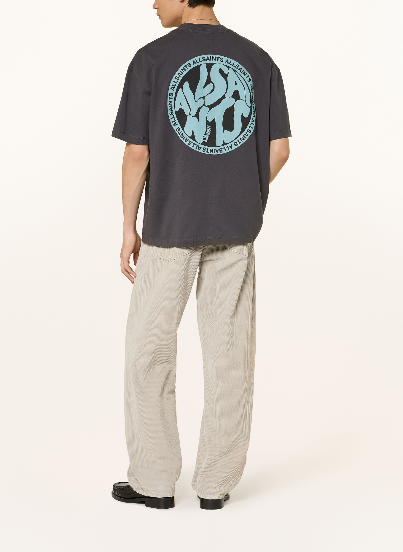 ALLSAINTS T-shirt DISTORTION: DONKERGRIJS / LICHTBLAUW