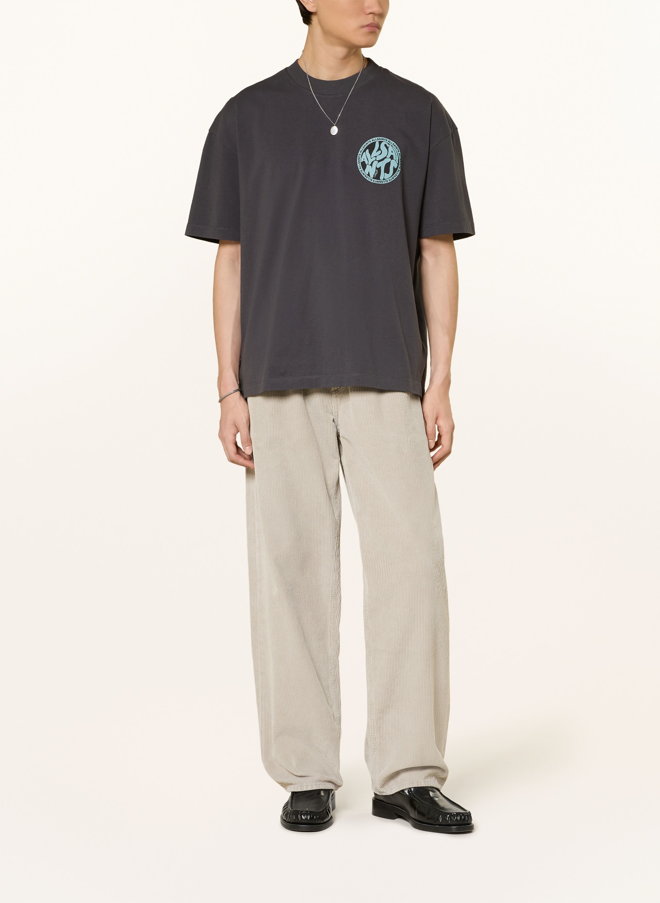 ALLSAINTS T-shirt DISTORTION: DONKERGRIJS / LICHTBLAUW