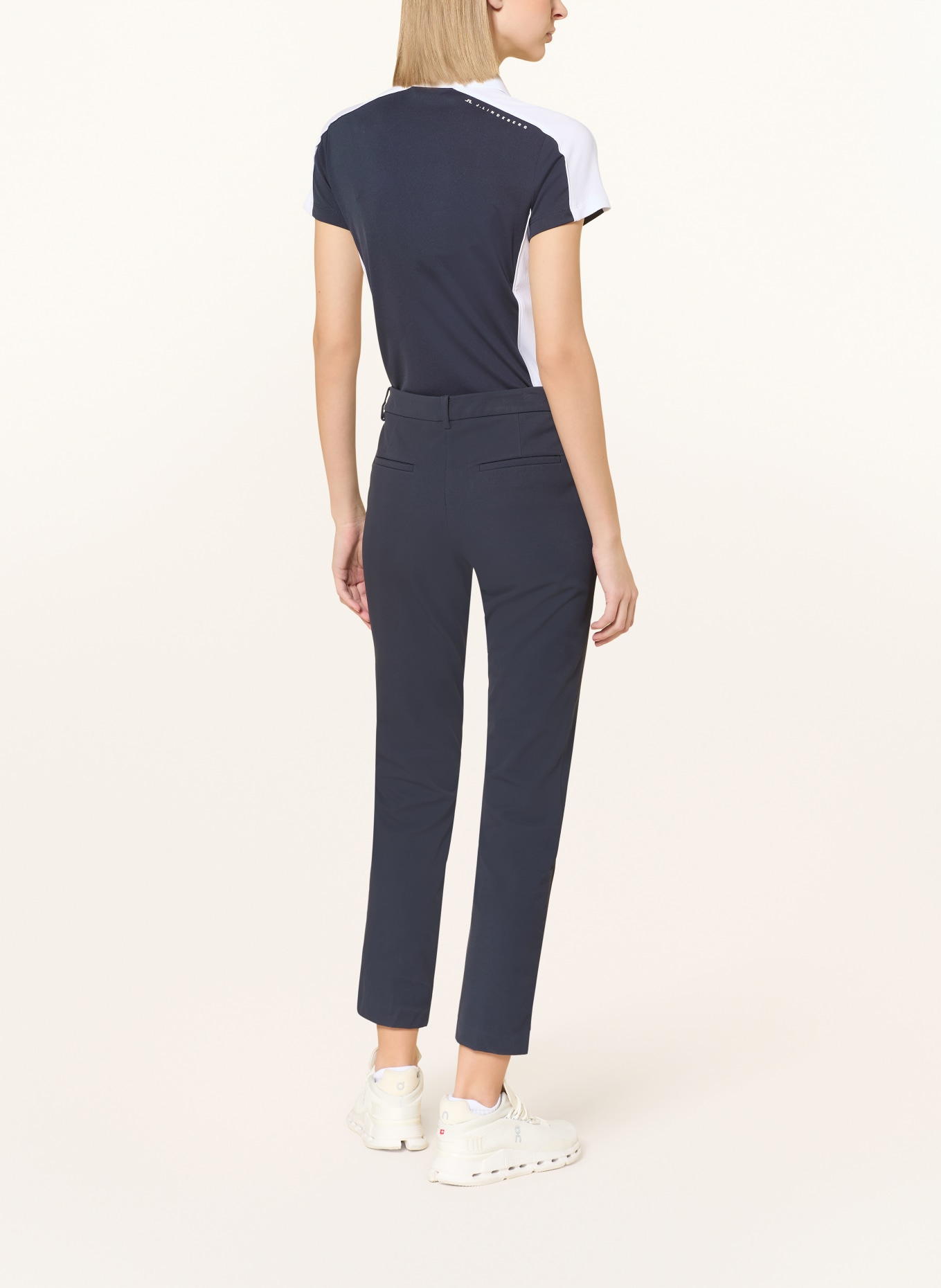 J.LINDEBERG Funktions-Poloshirt: DUNKELBLAU / WEISS