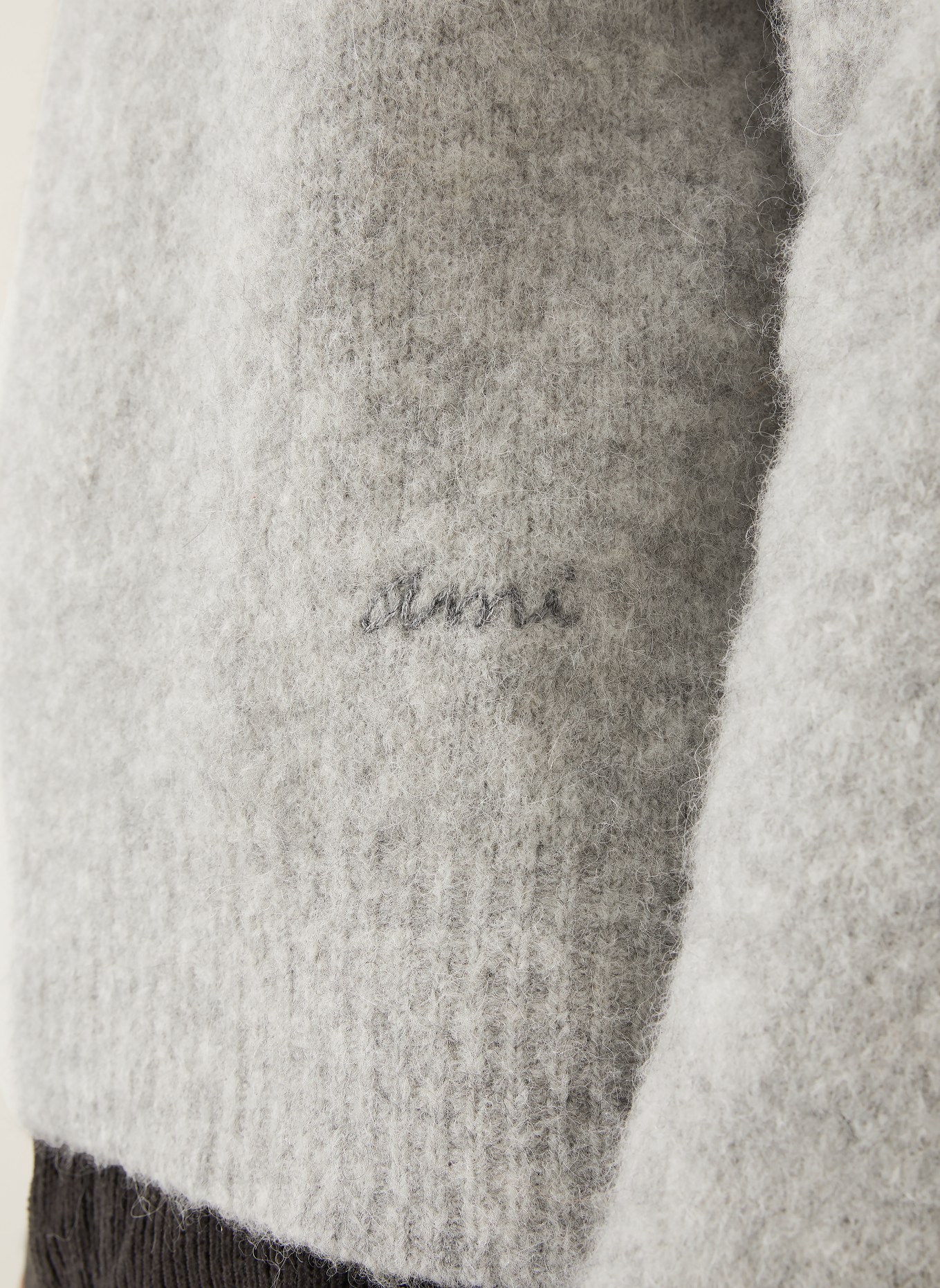 AMI PARIS Strick-Poloshirt mit Alpaka: HELLGRAU