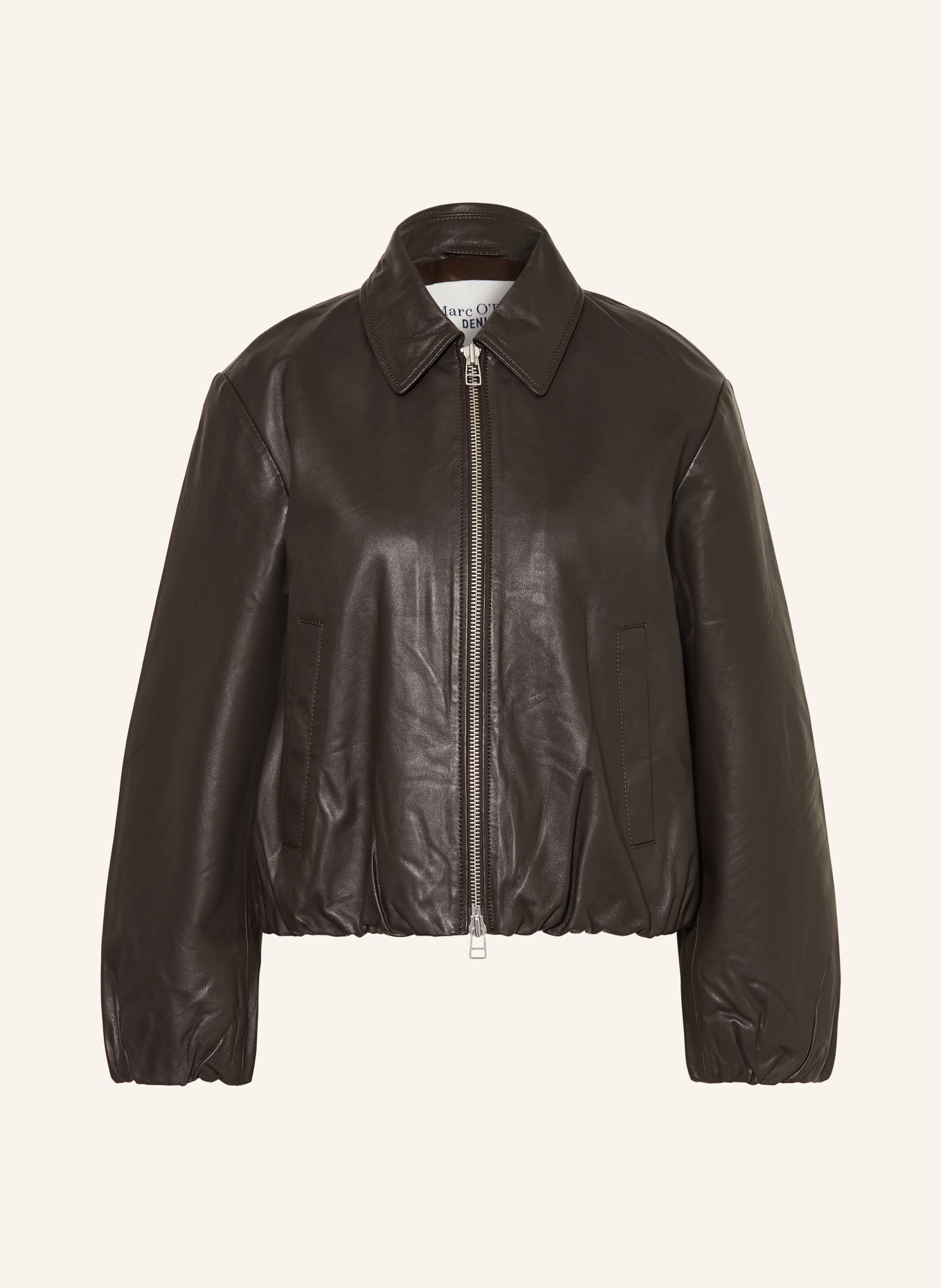 Marc O'Polo DENIM kurtka skórzana: CIEMNOBRĄZOWY