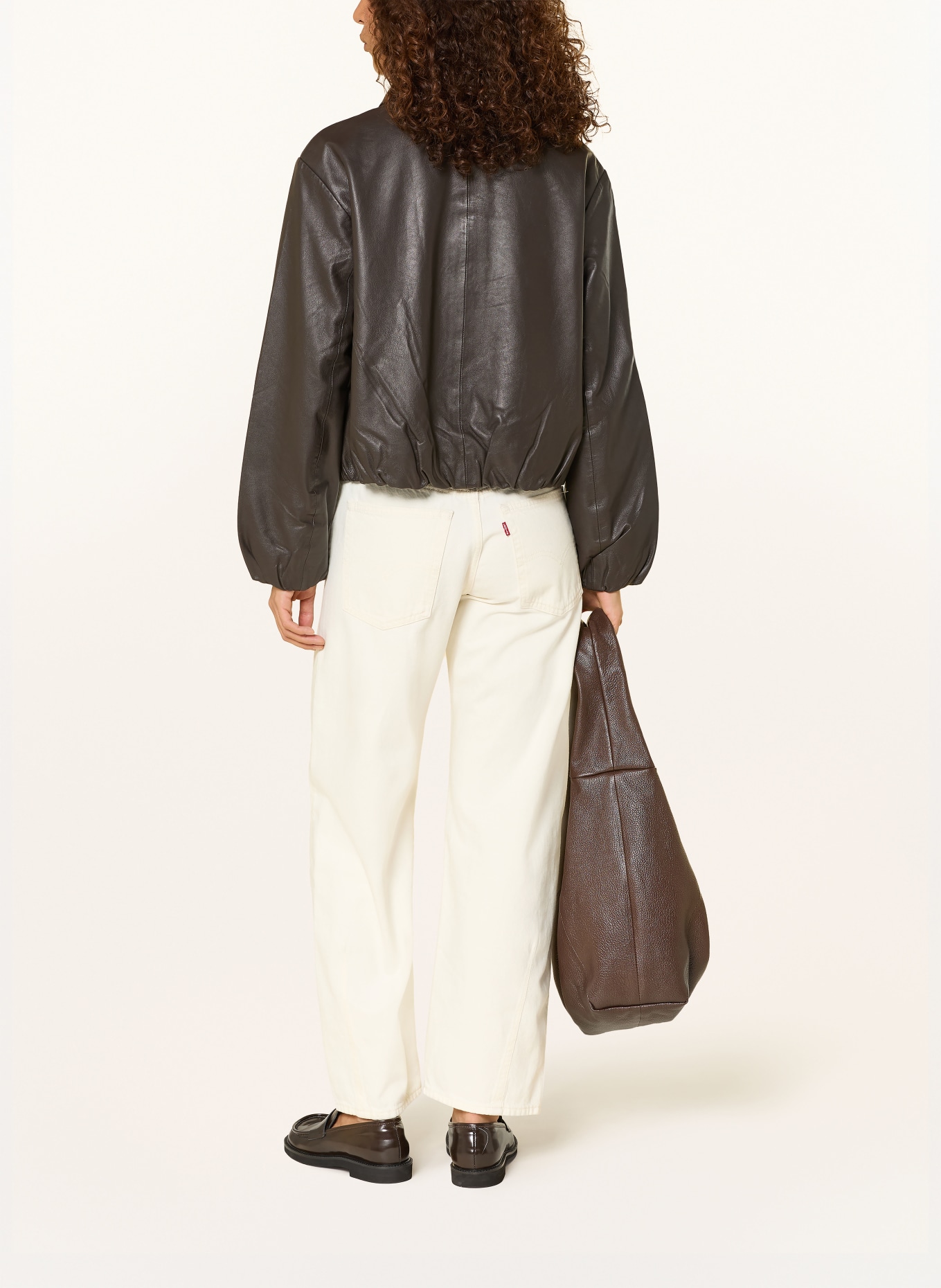 Marc O'Polo DENIM kurtka skórzana: CIEMNOBRĄZOWY