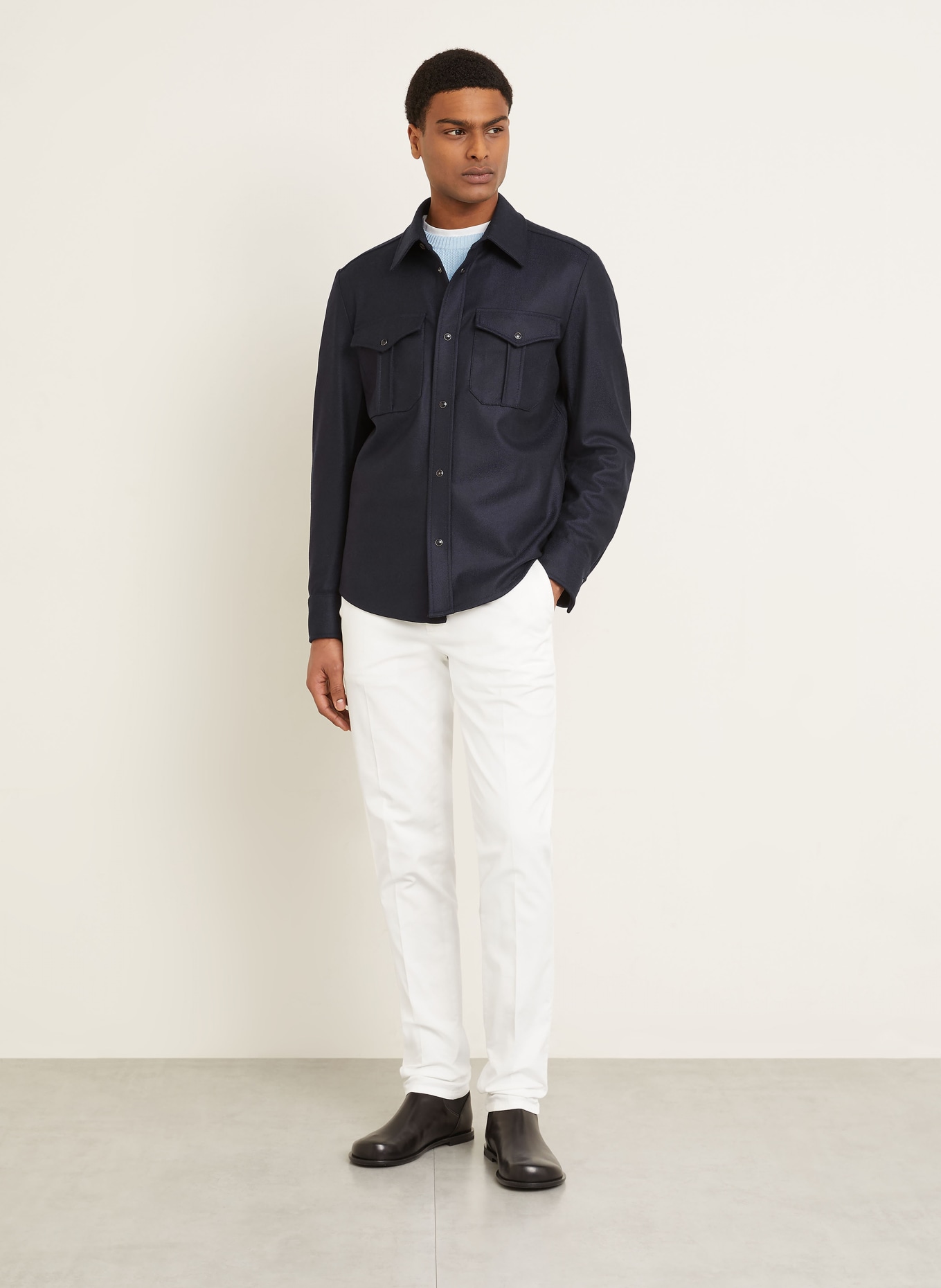 FIORONI Overshirt aus Merinowolle: DUNKELBLAU