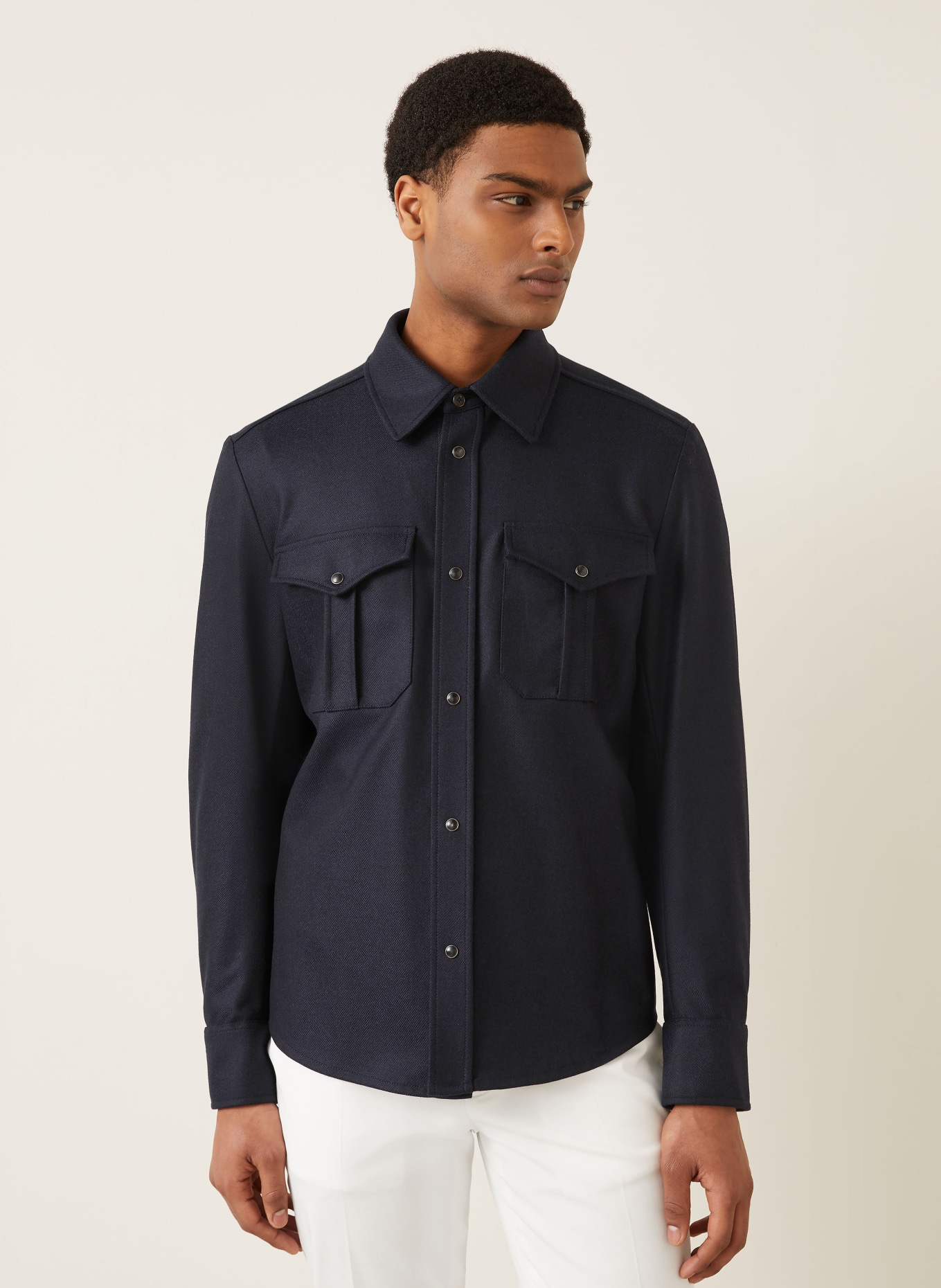 FIORONI Overshirt aus Merinowolle: DUNKELBLAU