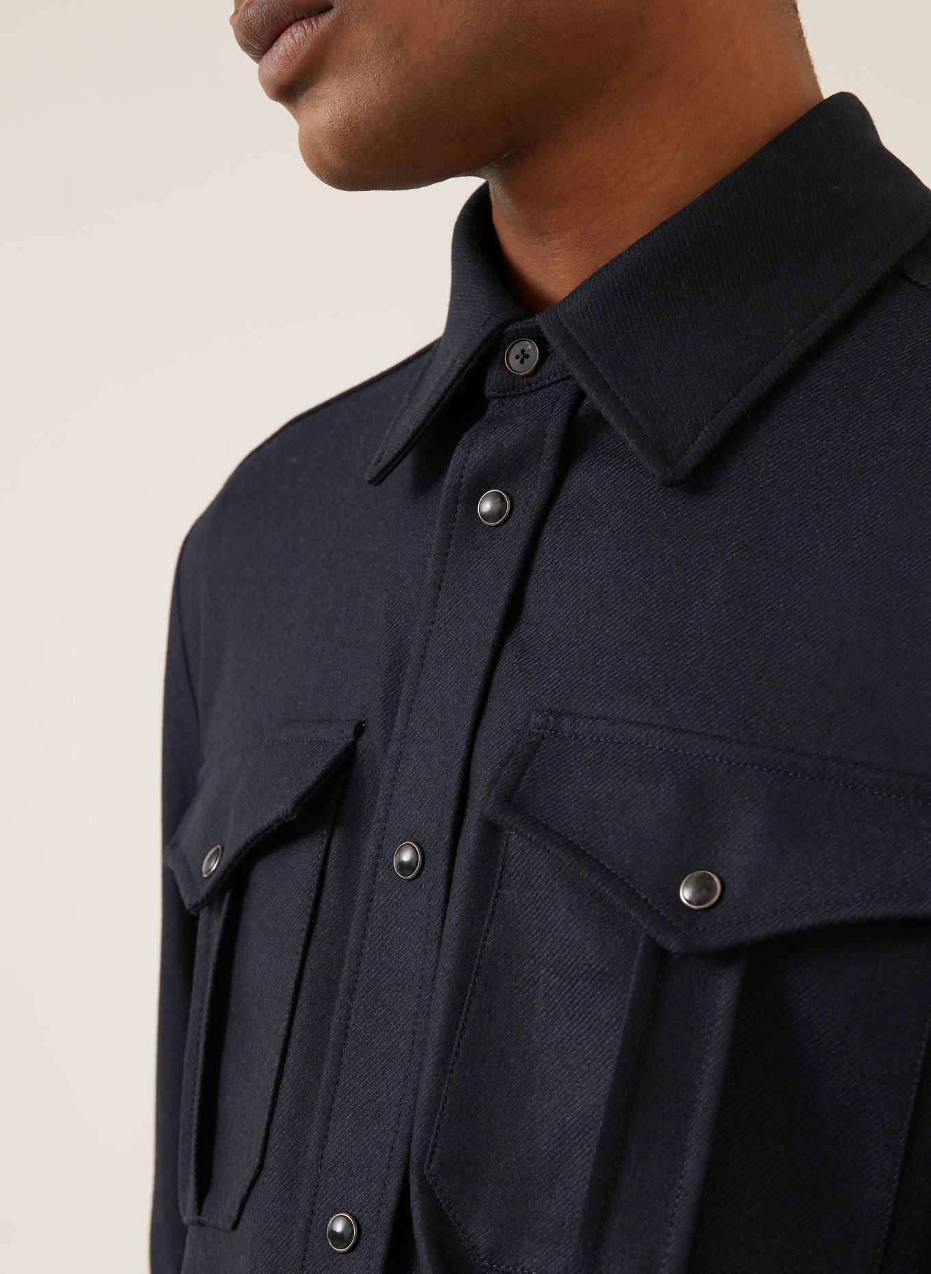 FIORONI Overshirt aus Merinowolle: DUNKELBLAU