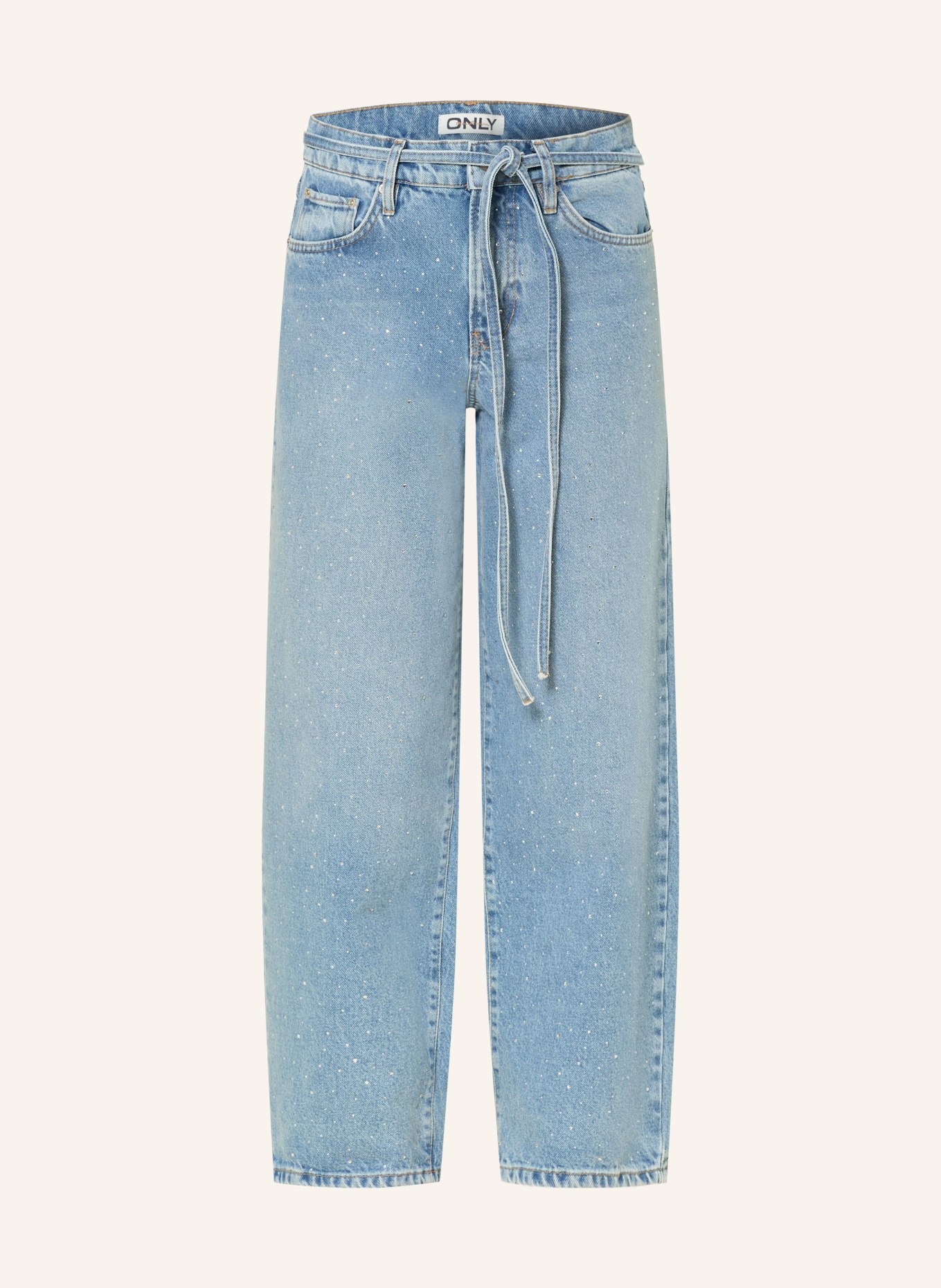 ONLY Wide Leg Jeans mit Schmucksteinen: Light Blue Denim/RHINESTONES