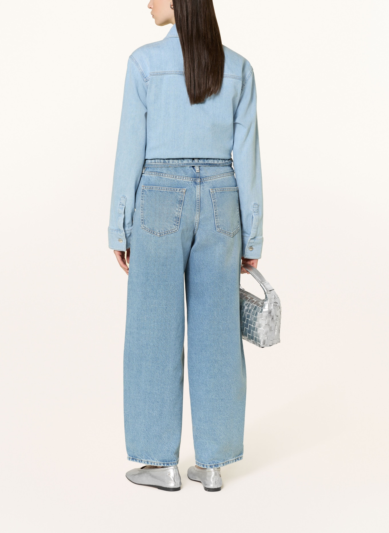 ONLY Wide Leg Jeans mit Schmucksteinen: Light Blue Denim/RHINESTONES