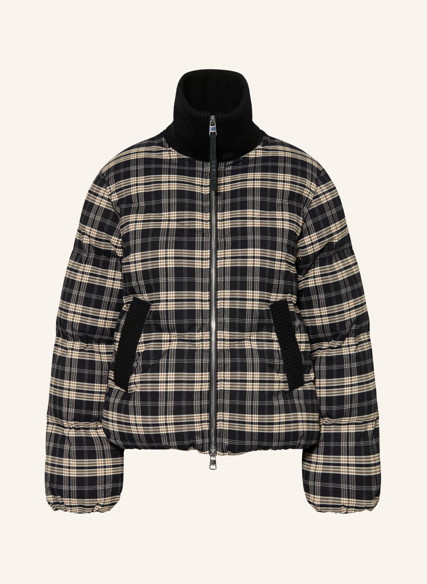 VARLEY BRYONY quilted jacket: DARK BLUE / LIGHT BROWN / CREAM