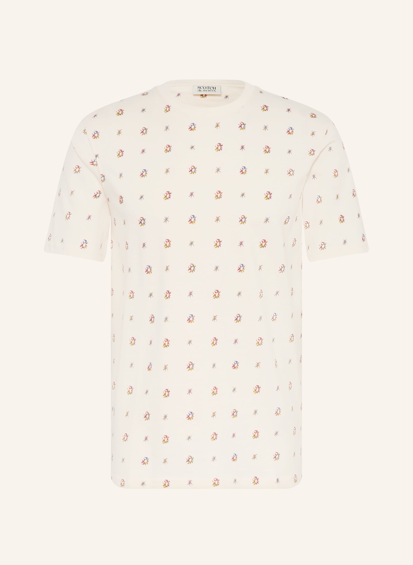 SCOTCH & SODA T-Shirt: CREME / DUNKELROT / GRÜN