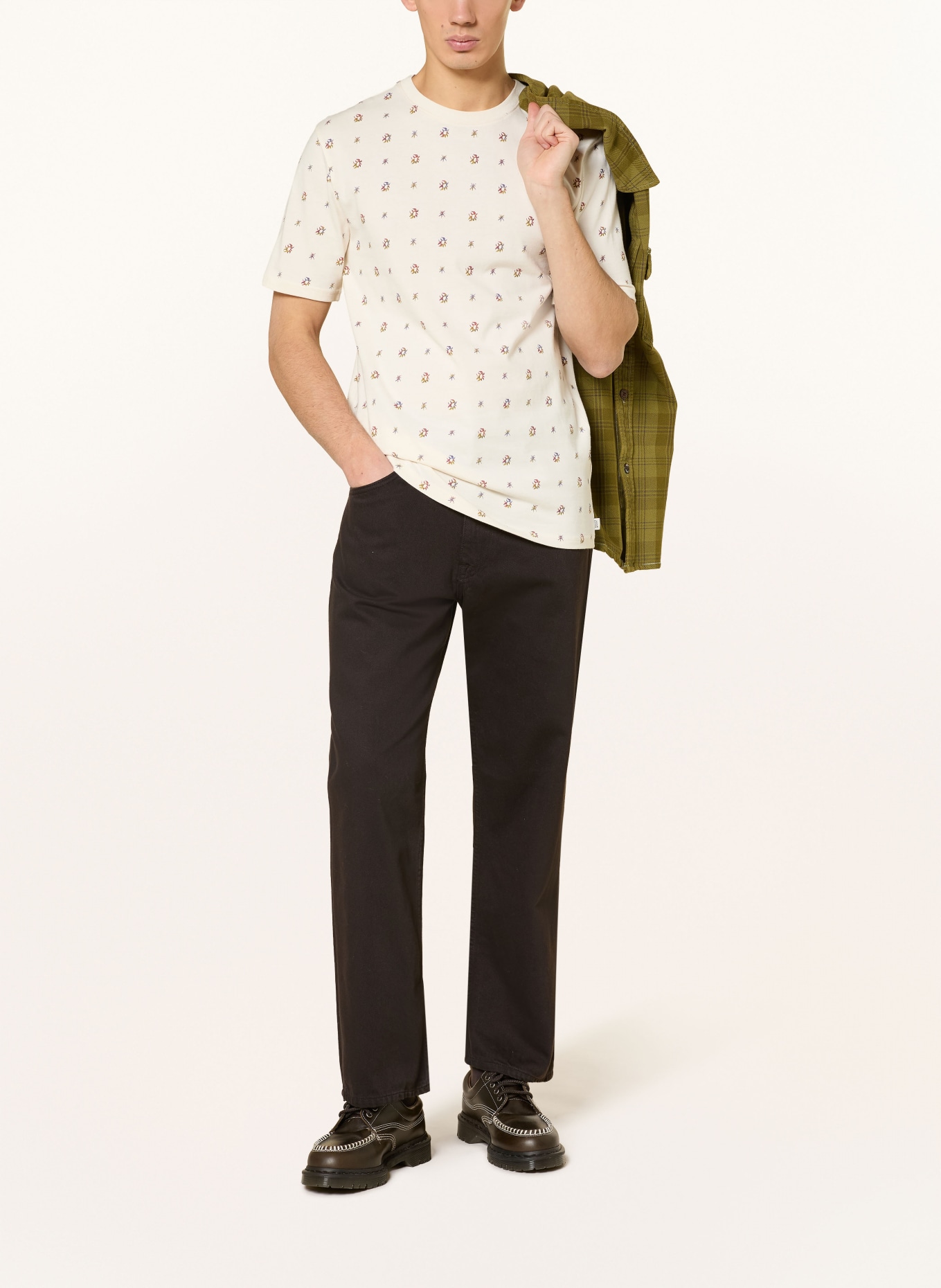 SCOTCH & SODA T-Shirt: CREME / DUNKELROT / GRÜN