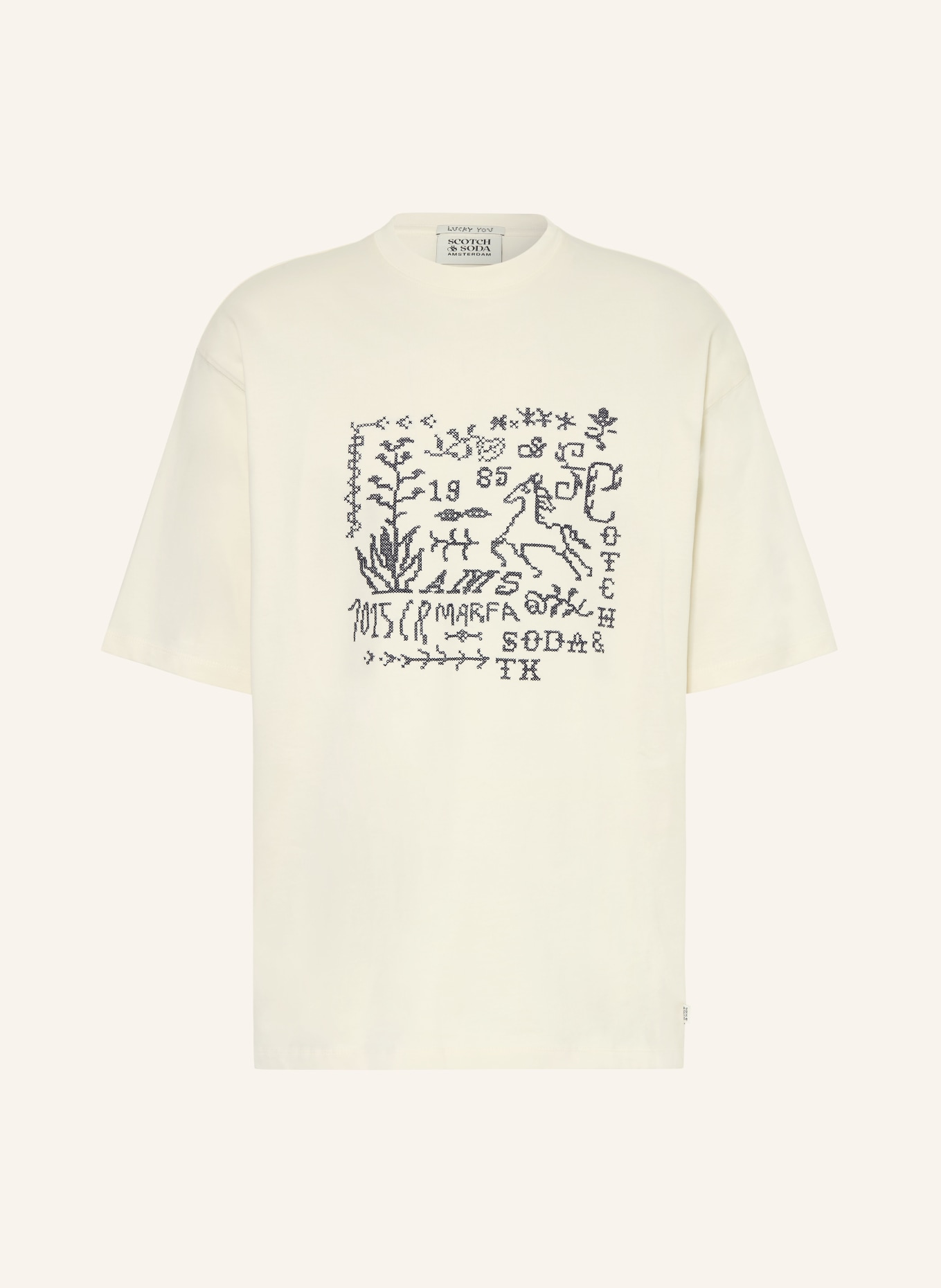 SCOTCH & SODA koszulka: ECRU / GRANATOWY