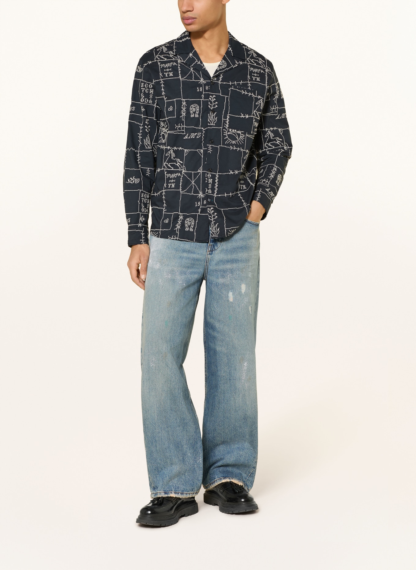 SCOTCH & SODA Hemd Relaxed Fit: DUNKELBLAU / WEISS