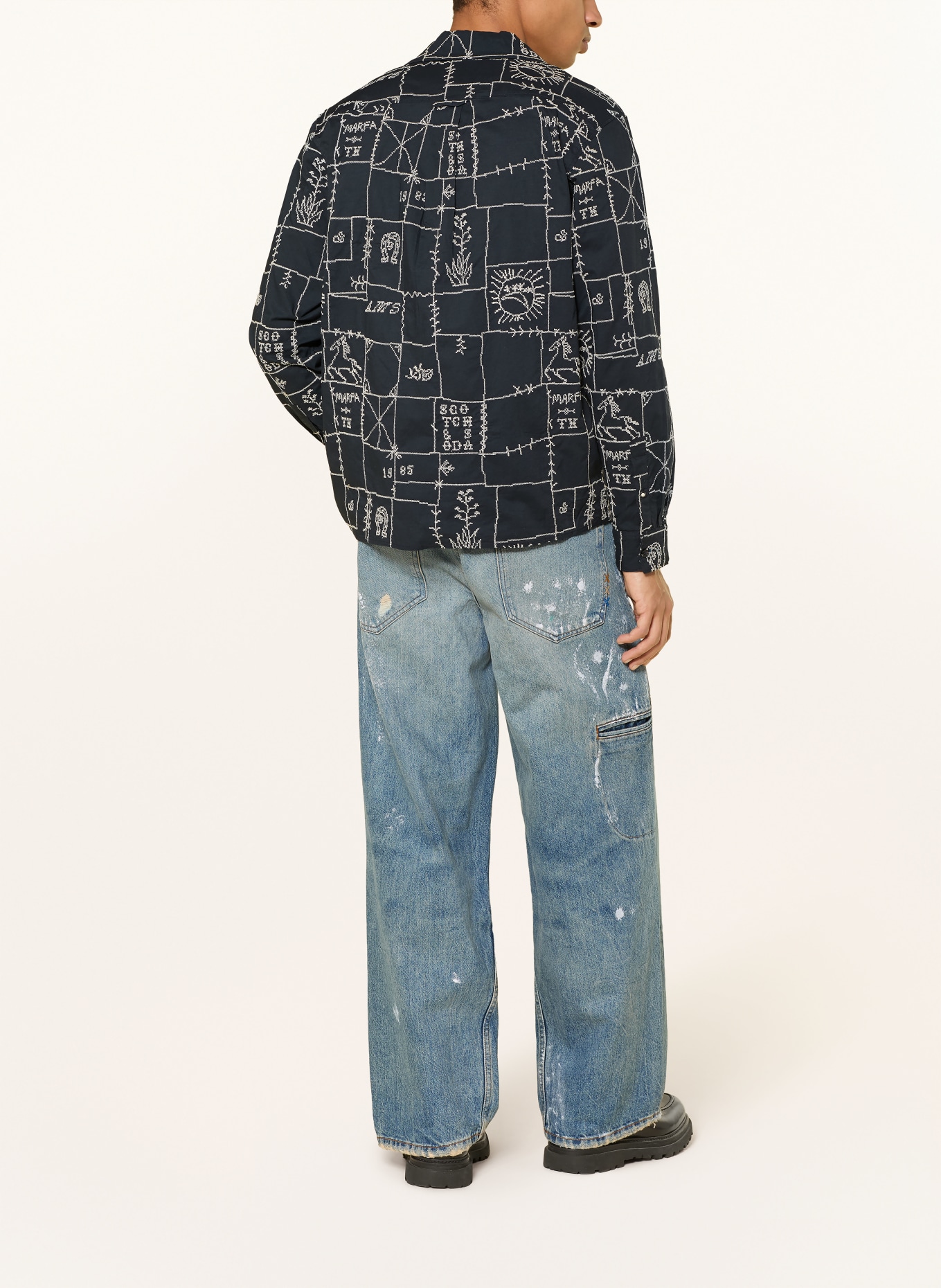 SCOTCH & SODA Hemd Relaxed Fit: DUNKELBLAU / WEISS