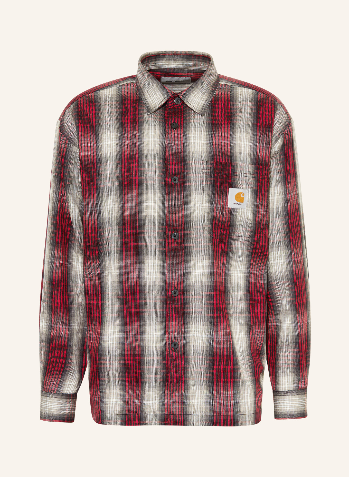 carhartt WIP Hemd HARLIN Comfort Fit: HELLGRAU / GRAU / ROT