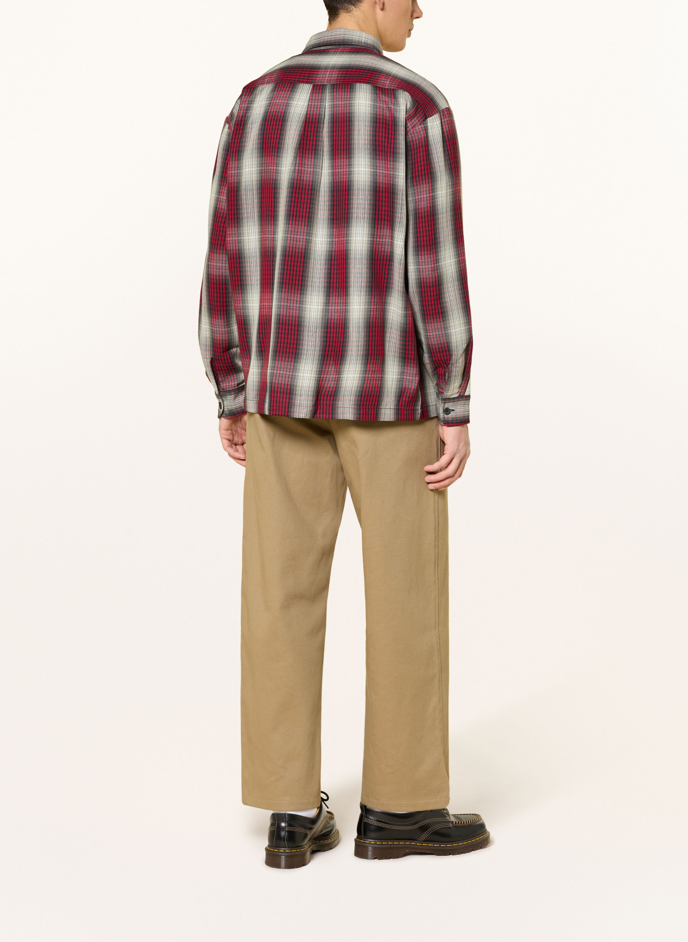 carhartt WIP Hemd HARLIN Comfort Fit: HELLGRAU / GRAU / ROT