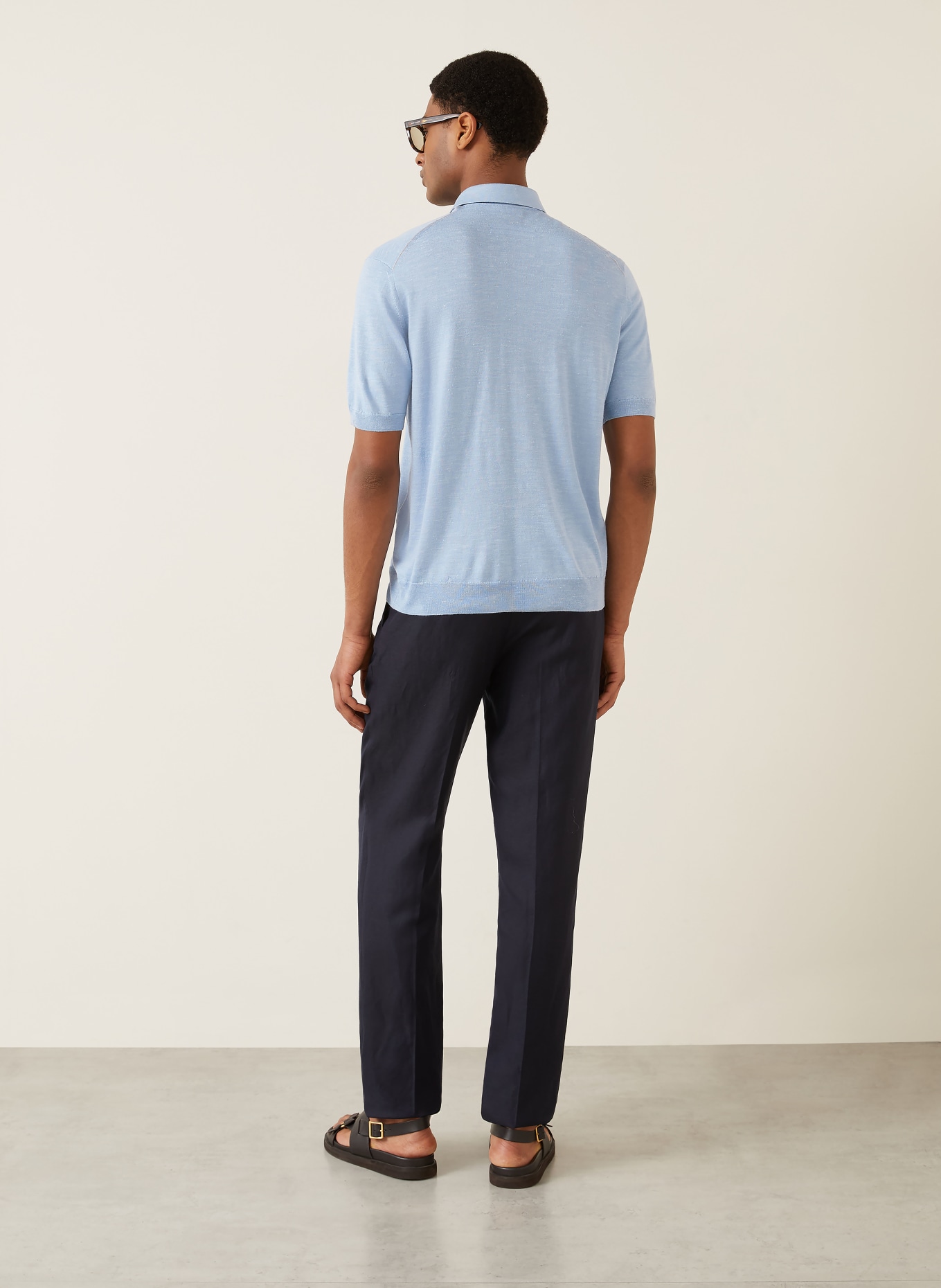ZEGNA Knitted polo shirt with silk: LIGHT BLUE