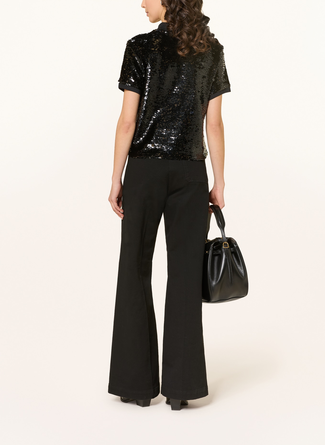 POLO RALPH LAUREN Mesh-Poloshirt mit Pailletten: SCHWARZ