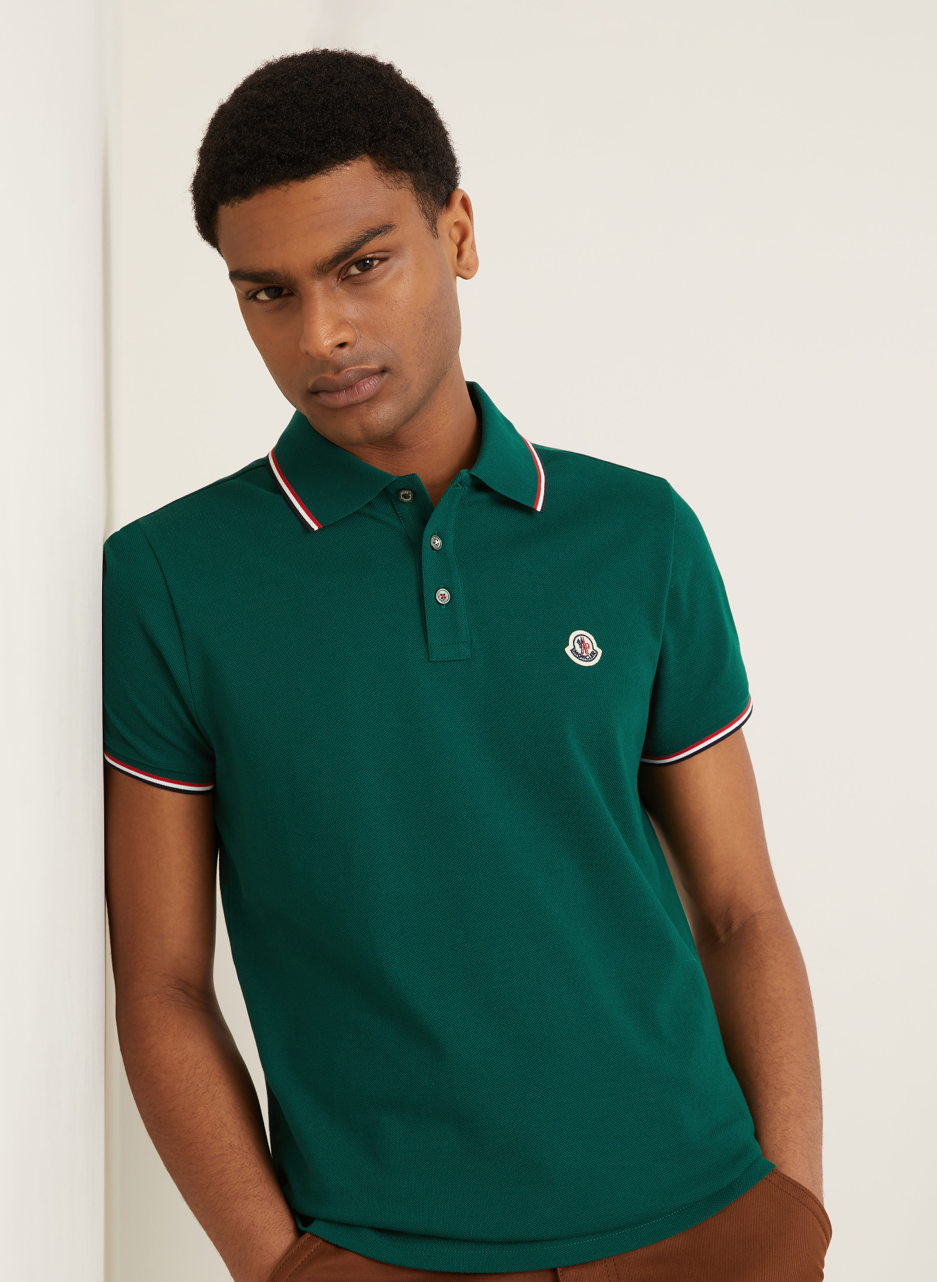 MONCLER Piqué polo shirt: GREEN