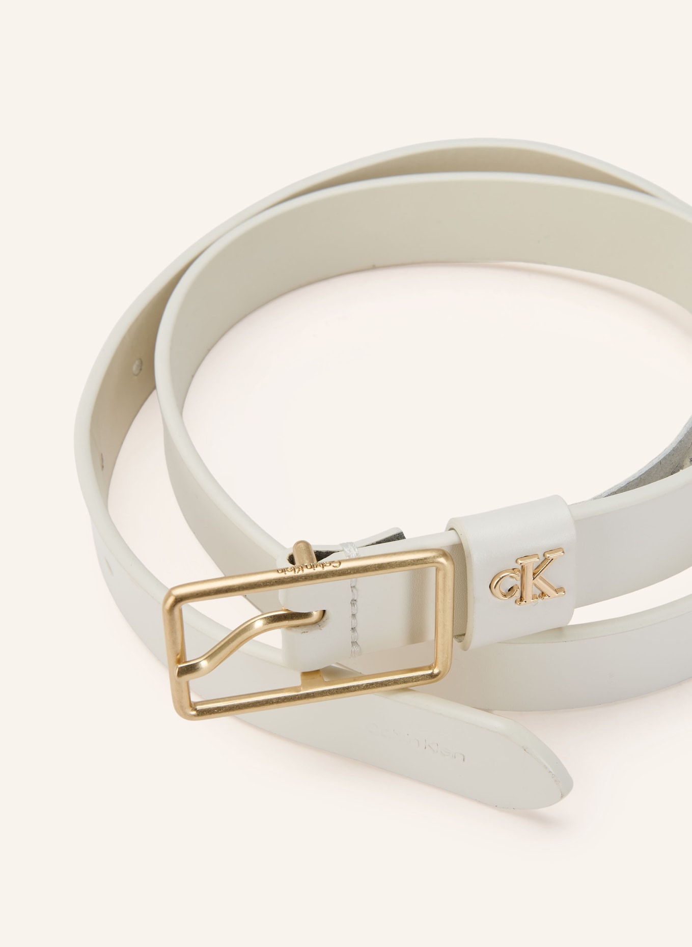 Calvin Klein kožený opasek: BÍLÁ / ZLATÁ