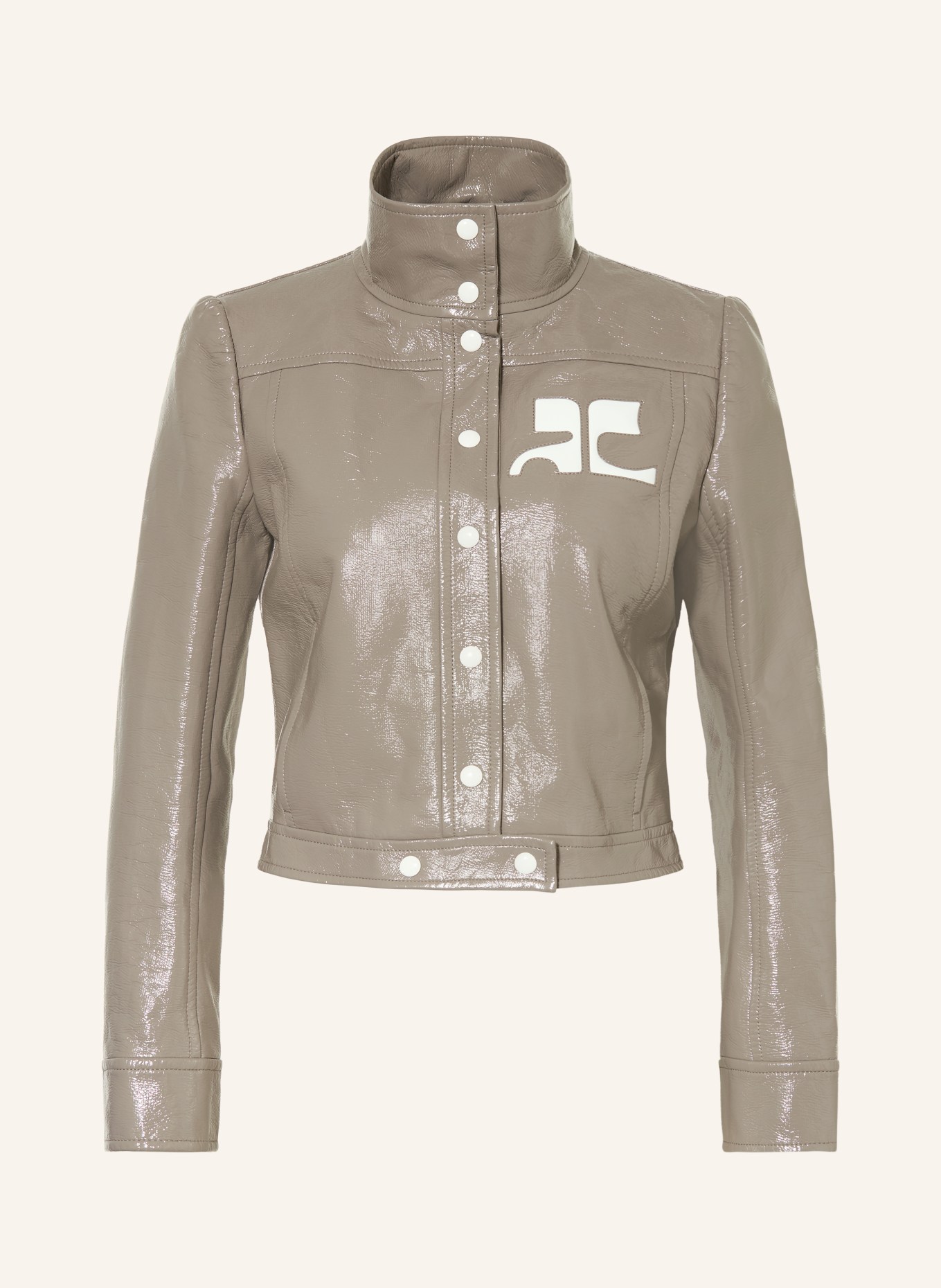 Courrèges Cropped-Jacke: TAUPE / WEISS