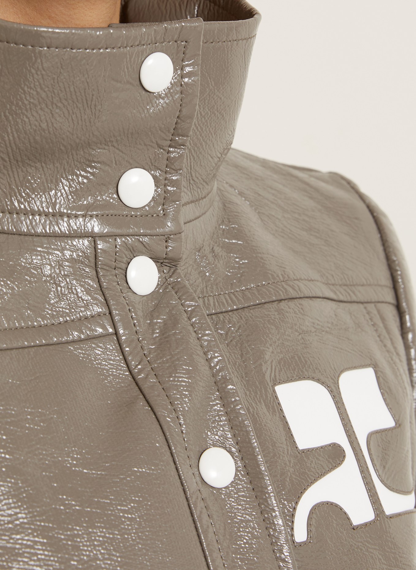 Courrèges Cropped-Jacke: TAUPE / WEISS