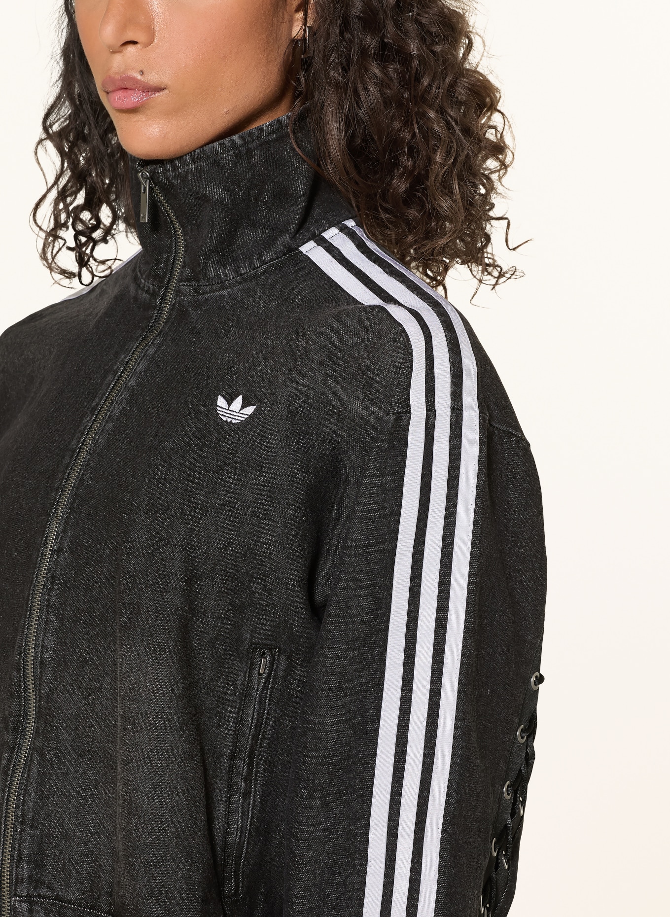 adidas Originals DENIM FIREBIRD denim jacket: BLACK / WHITE