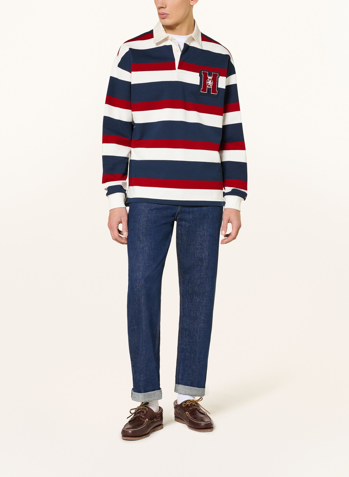 TOMMY HILFIGER koszulka do rugby: GRANATOWY / CZERWONY / BIAŁY