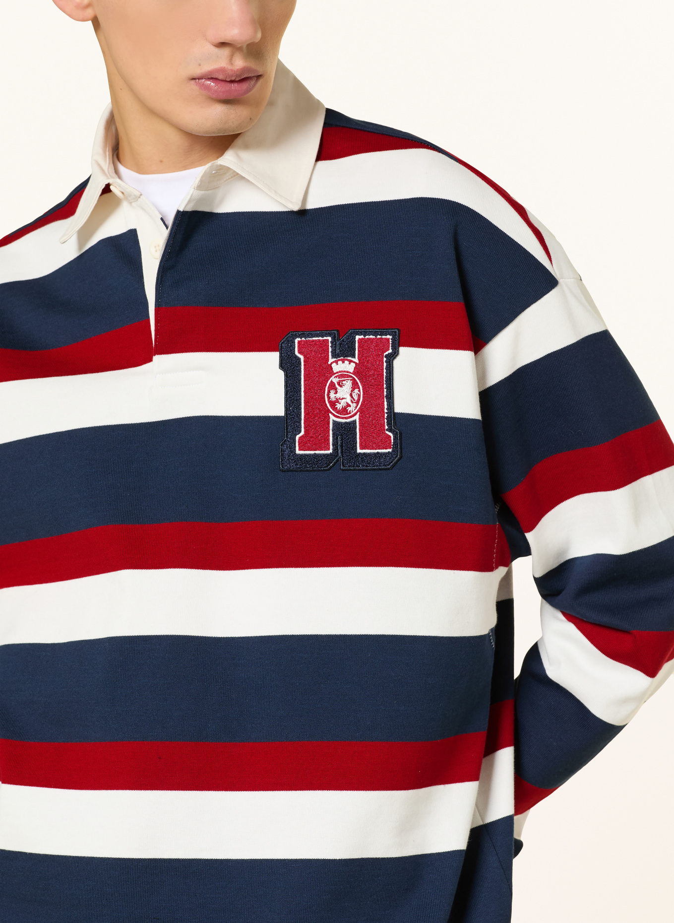 TOMMY HILFIGER koszulka do rugby: GRANATOWY / CZERWONY / BIAŁY