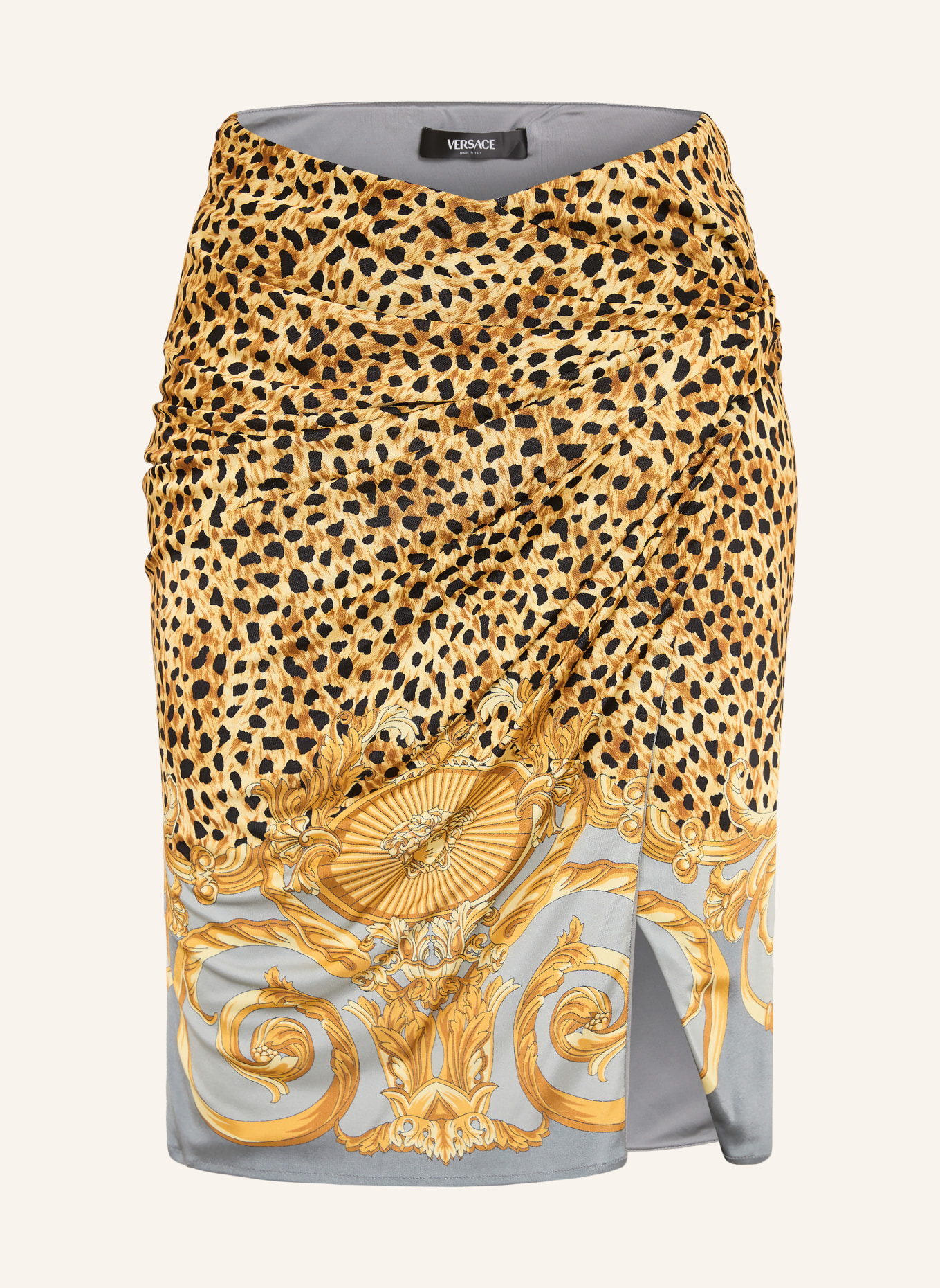 VERSACE Jerseyrock: DUNKELGELB / GRAU / SCHWARZ