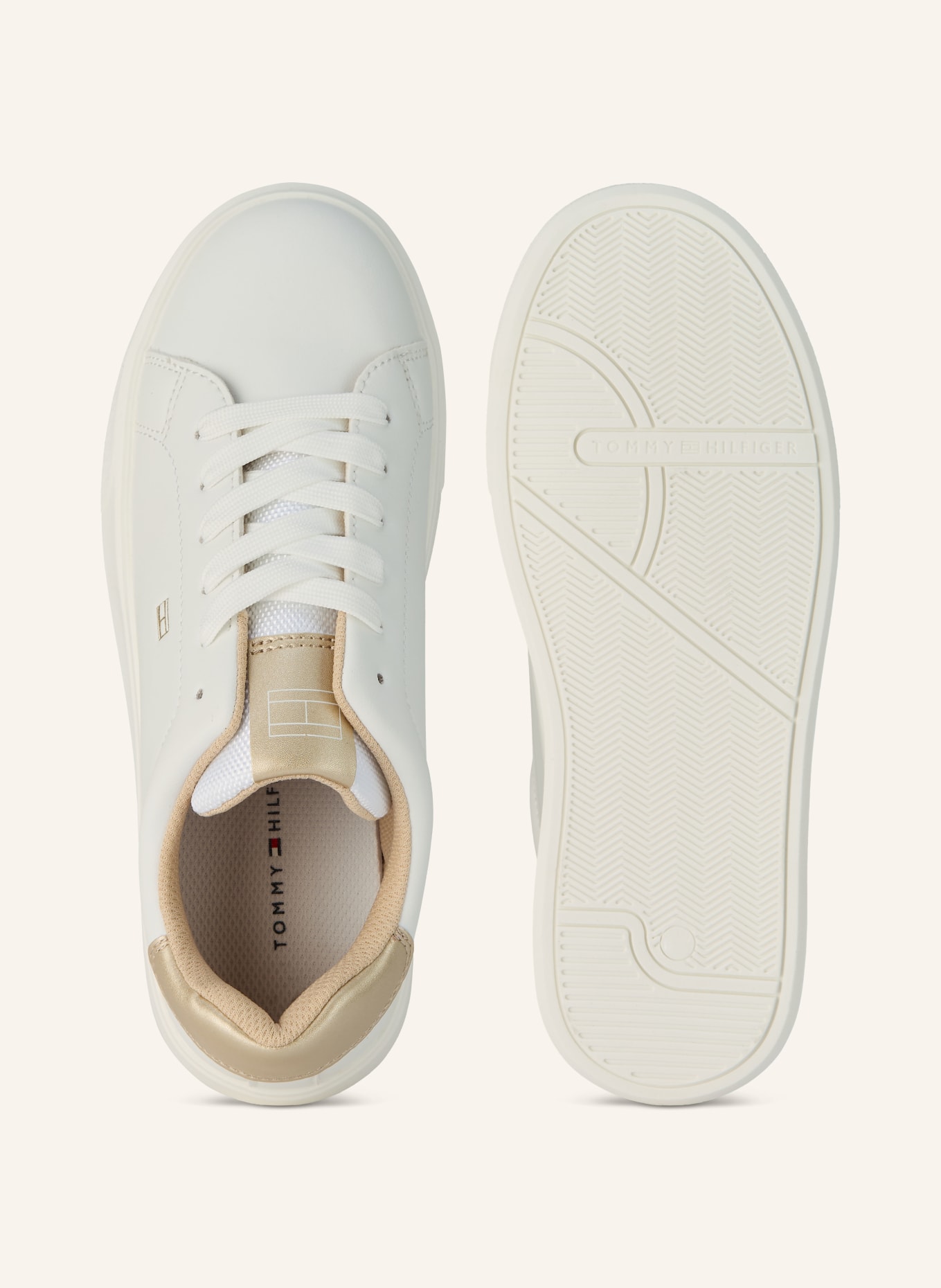 TOMMY HILFIGER sneaker: WHITE / GOLD