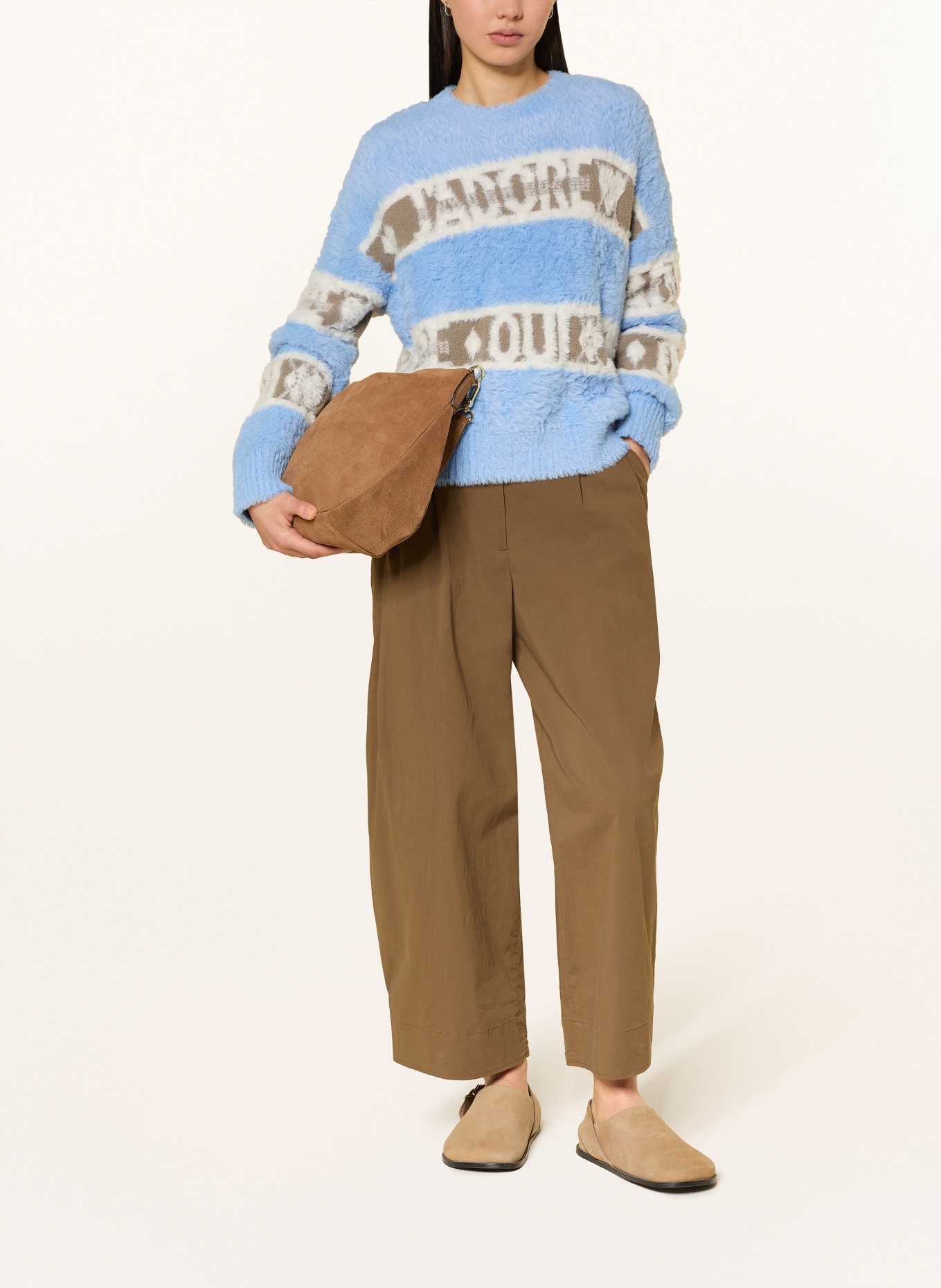 oui sweater: LIGHT BLUE / CREAM / DARK GRAY