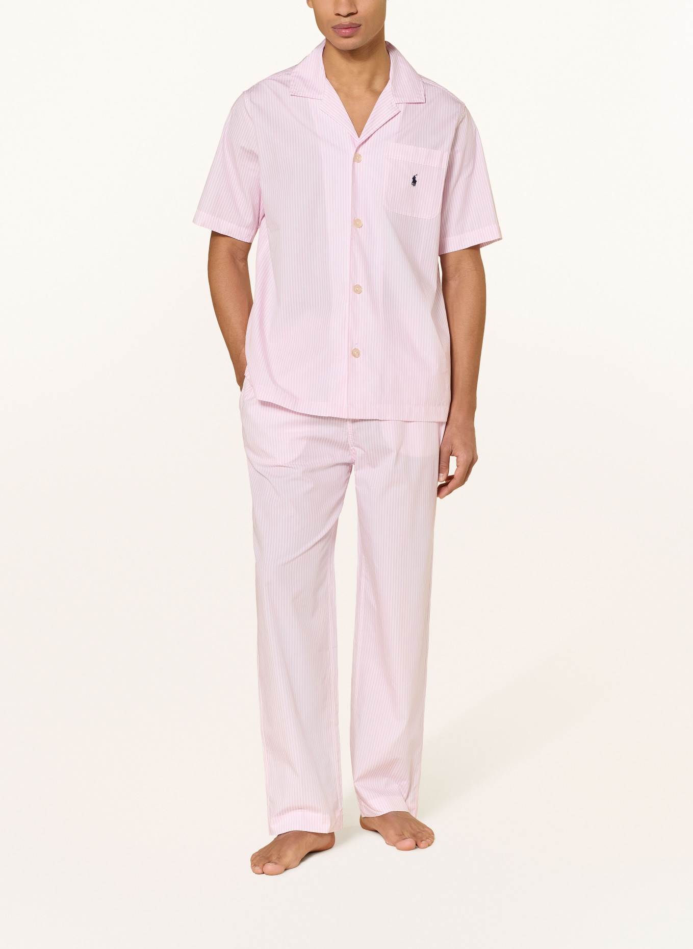 POLO RALPH LAUREN Pajama shirt: PINK / WHITE