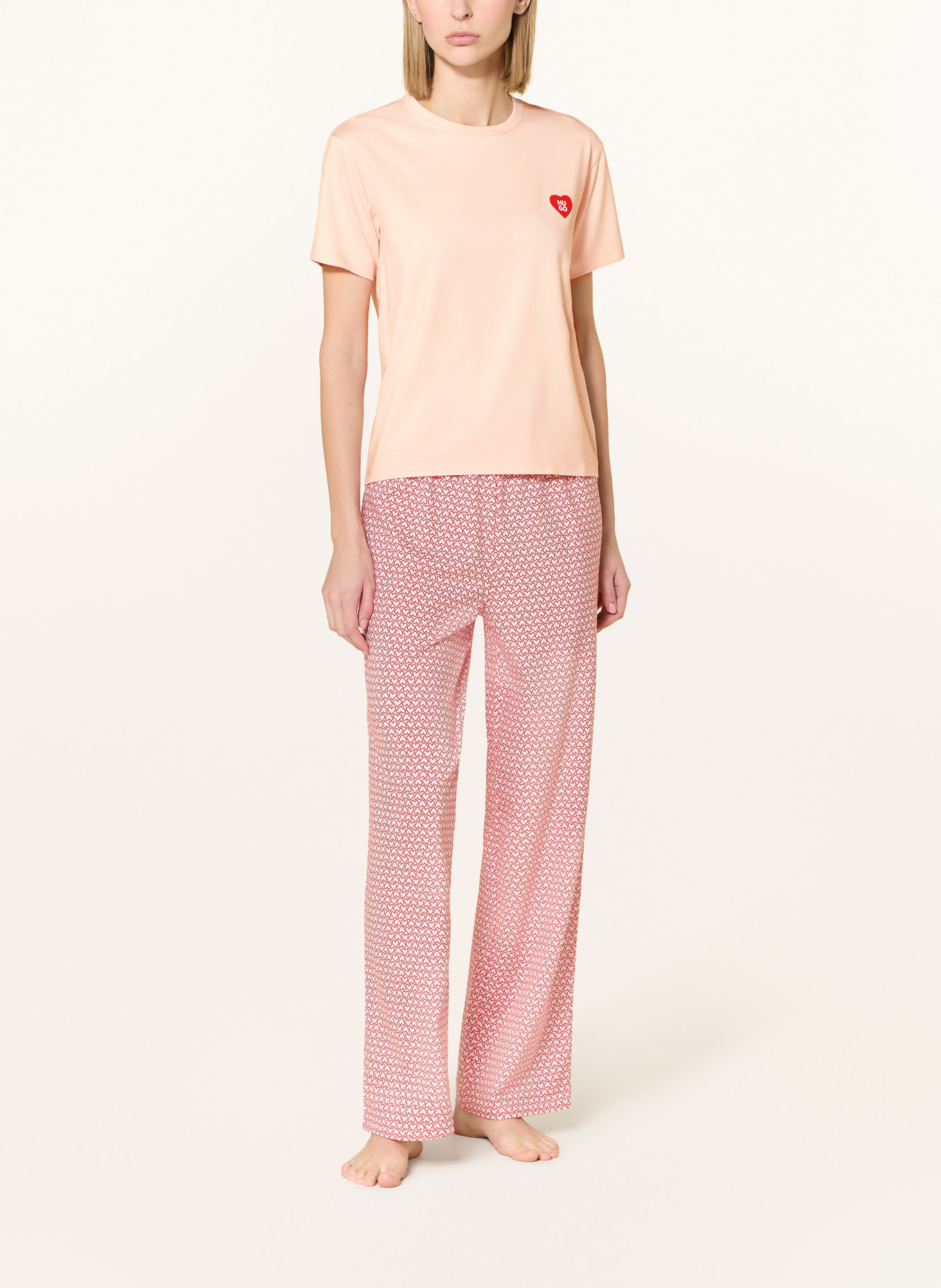 HUGO Schlafshirt NIGHT: ROSA / ROT