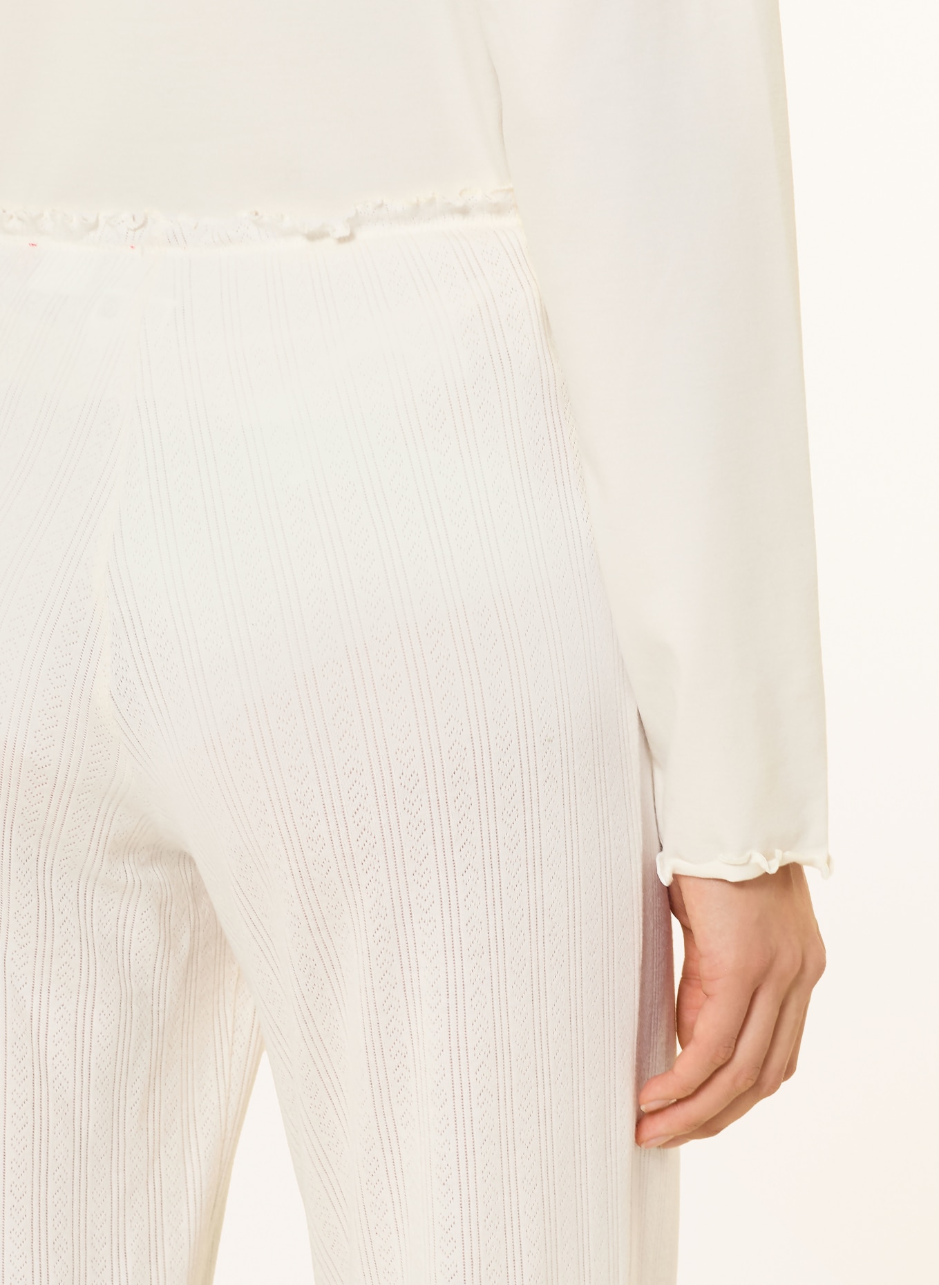 HUGO Schlafhose POINTELLE: CREME