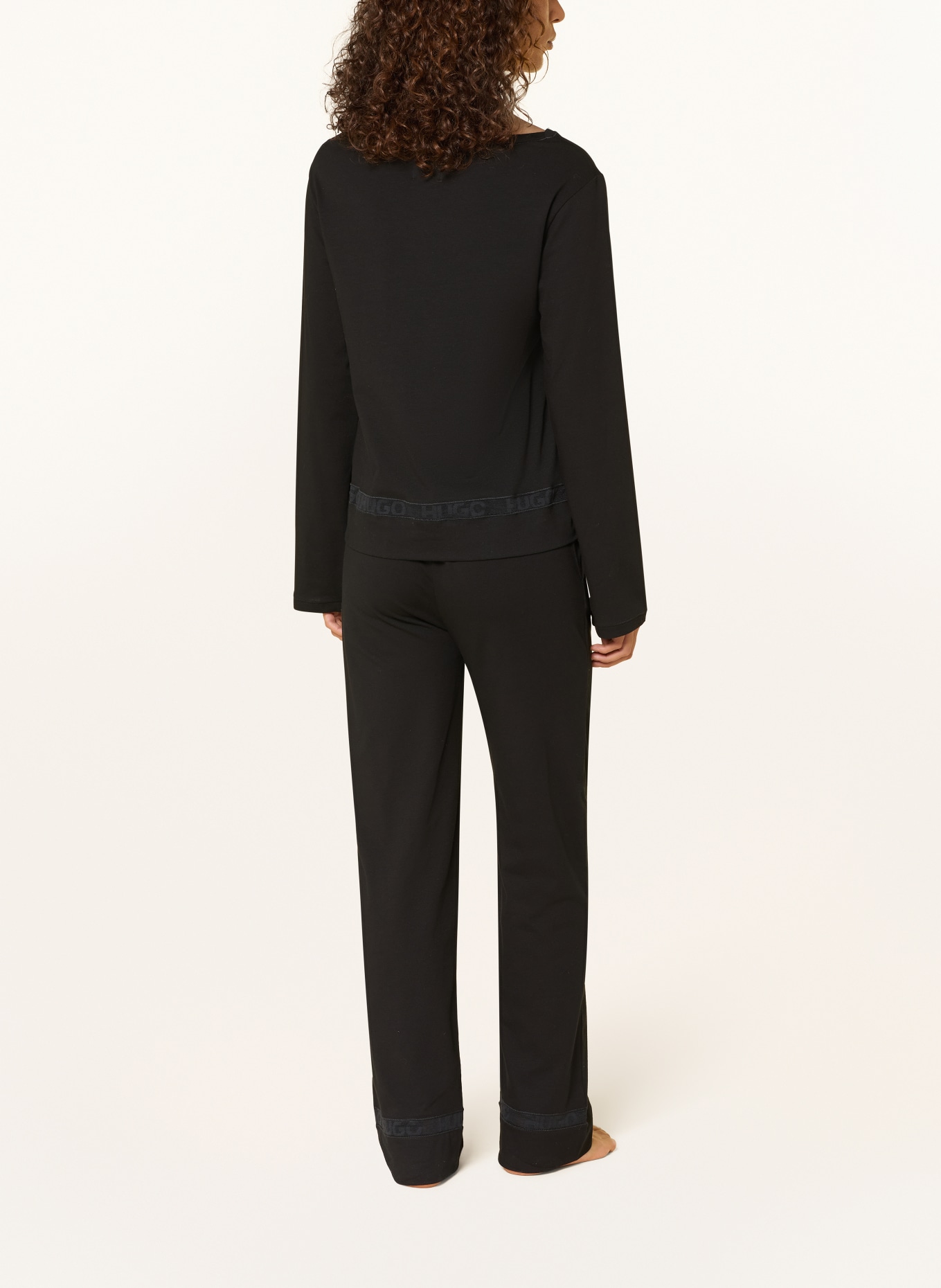 HUGO Schlafanzug MESH LOGO: SCHWARZ