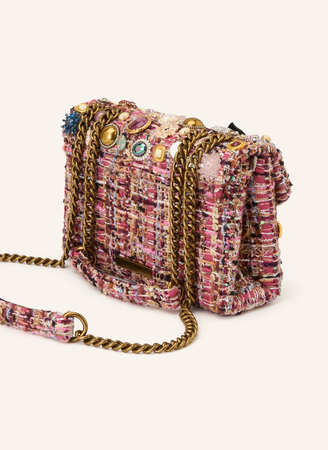 KURT GEIGER Schultertasche KENSINGTON TUTTIFRUTTI mit Schmucksteinen: ALTROSA / GOLD / BLAU