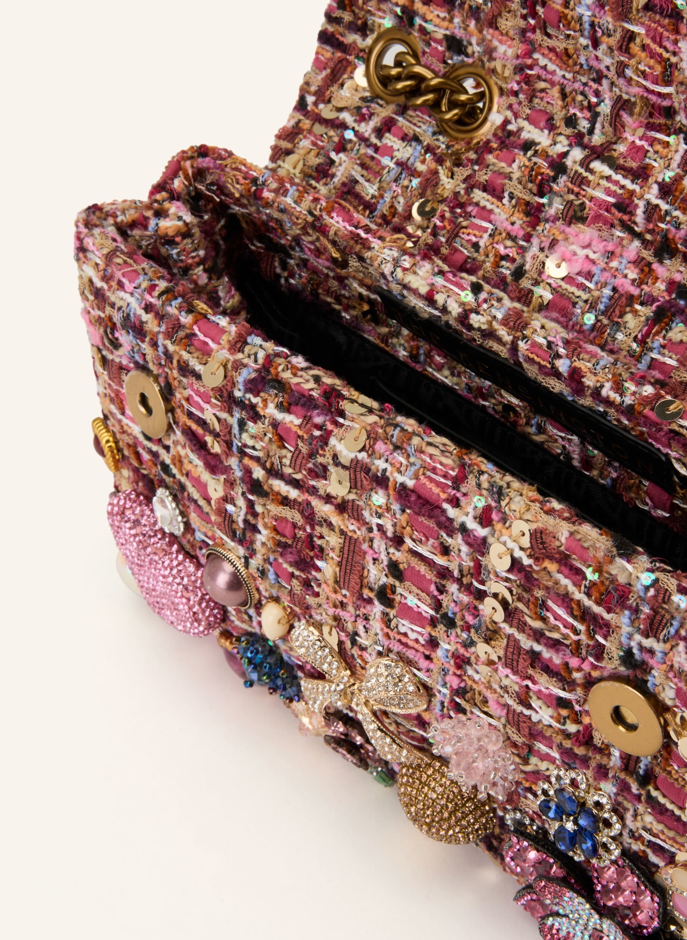 KURT GEIGER Schultertasche KENSINGTON TUTTIFRUTTI mit Schmucksteinen: ALTROSA / GOLD / BLAU